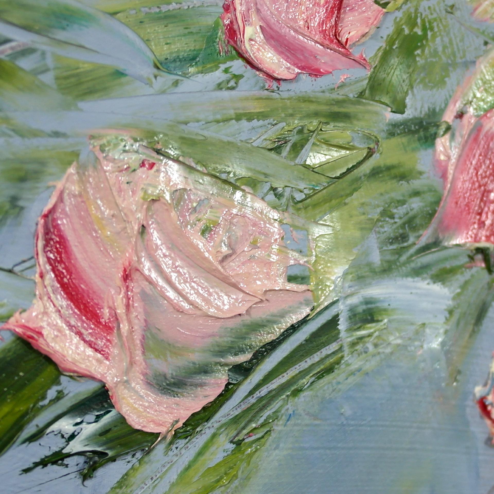 Black Jar and Roses, Libbi Gooch, Semi-Abstract Painting, Contemporary Artwork 4