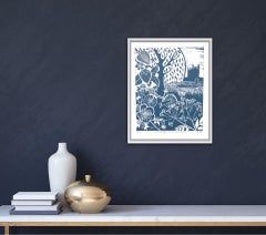 Cambridge -Stone Blue series, Kate Heiss, Limited edition linocut, Landscape