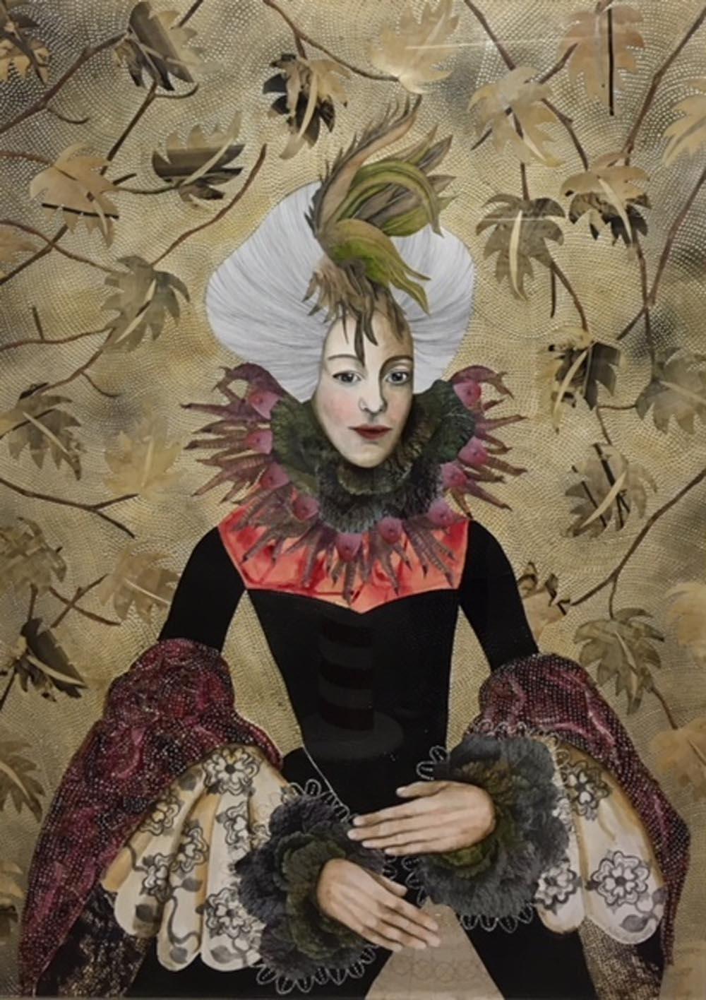 Sabina Pieper Figurative Print - Lady Bantum, a large Victorian lady print with elaborate finishes