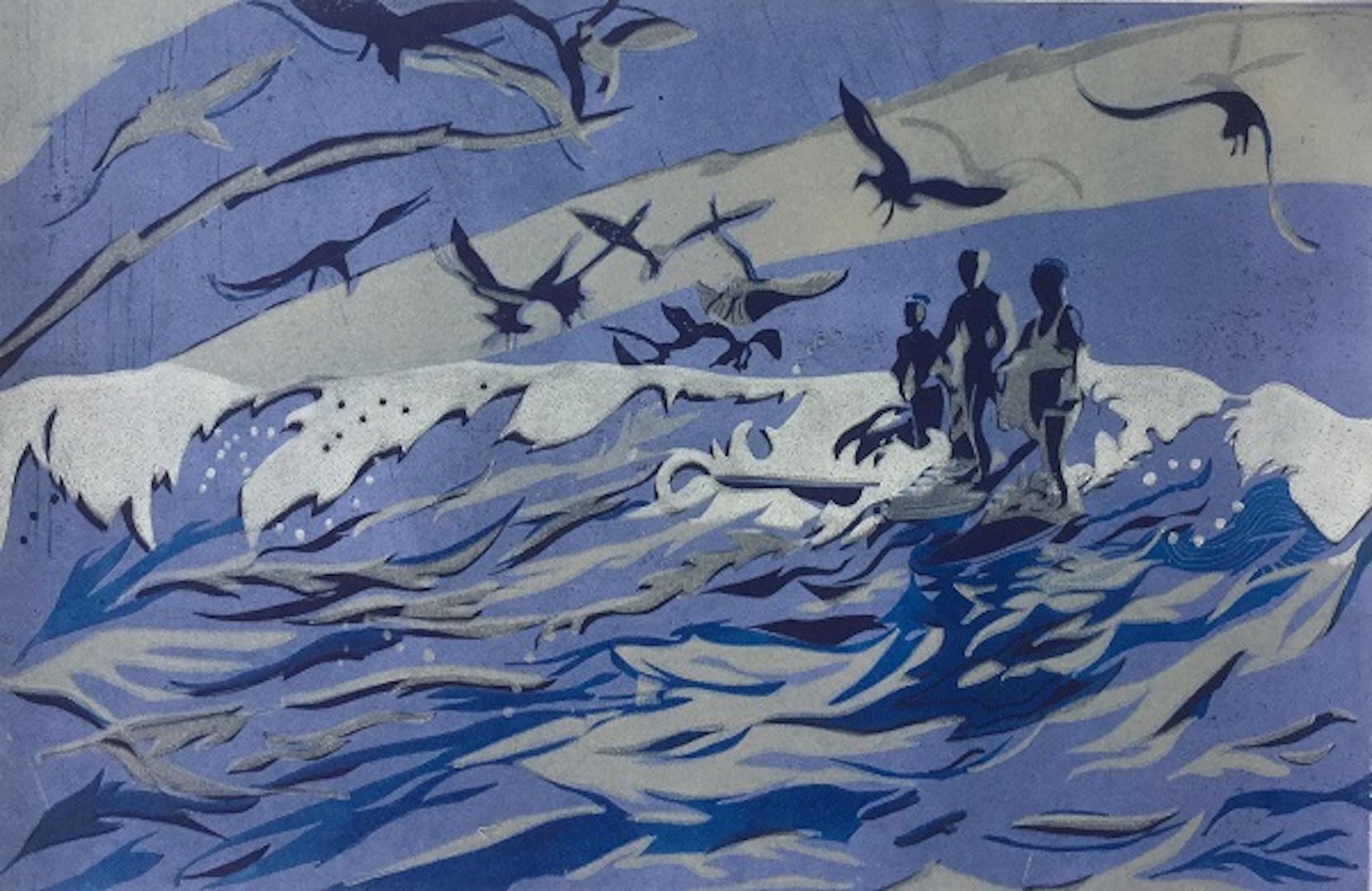 Lisa Takahashi
Los surfistas
Linograbado
Tamaño : Al 50 cm x An 70 cm
Ten en cuenta que las imágenes in situ sólo dan una idea del aspecto que puede tener una pieza.

Un linograbado en 4 colores, impreso a partir de 4 linóleos tallados por
