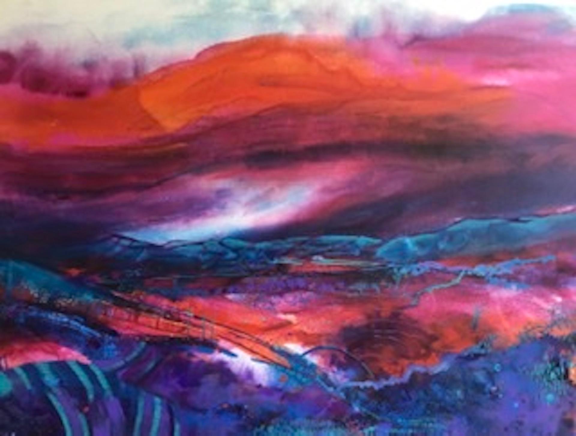 Jan Gardner
Magenta Land
Original Acrylic Painting
Acrylic Paint on Linen
Canvas Size: H 100cm x W 100cm
Sold Unframed
Please note that insitu images are purely an indication of how a piece may look.

Magenta Land is a contemporary landscape