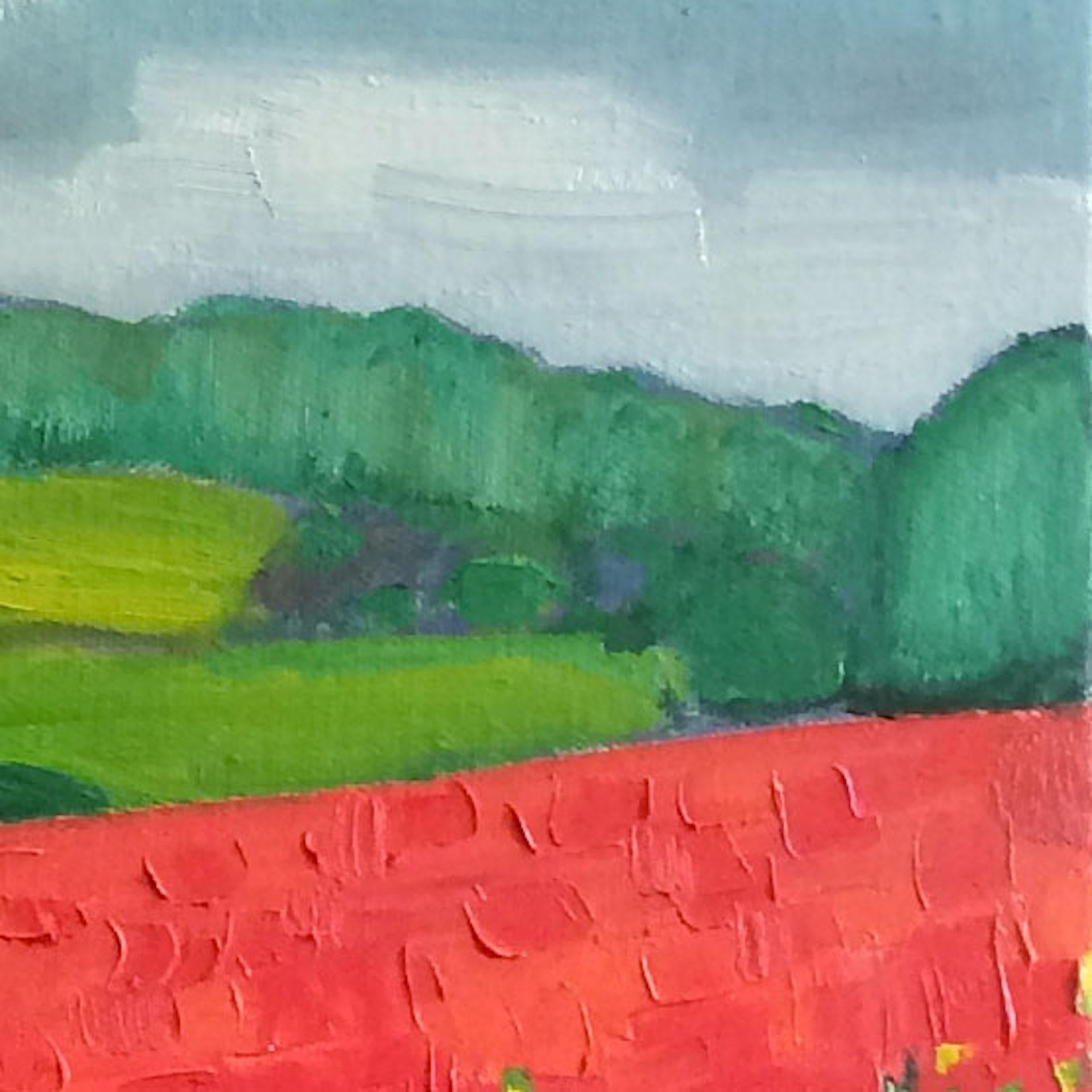 Eleanor Woolley, Poppies Near Naunton 2, Original Painting, Landscape Art 2