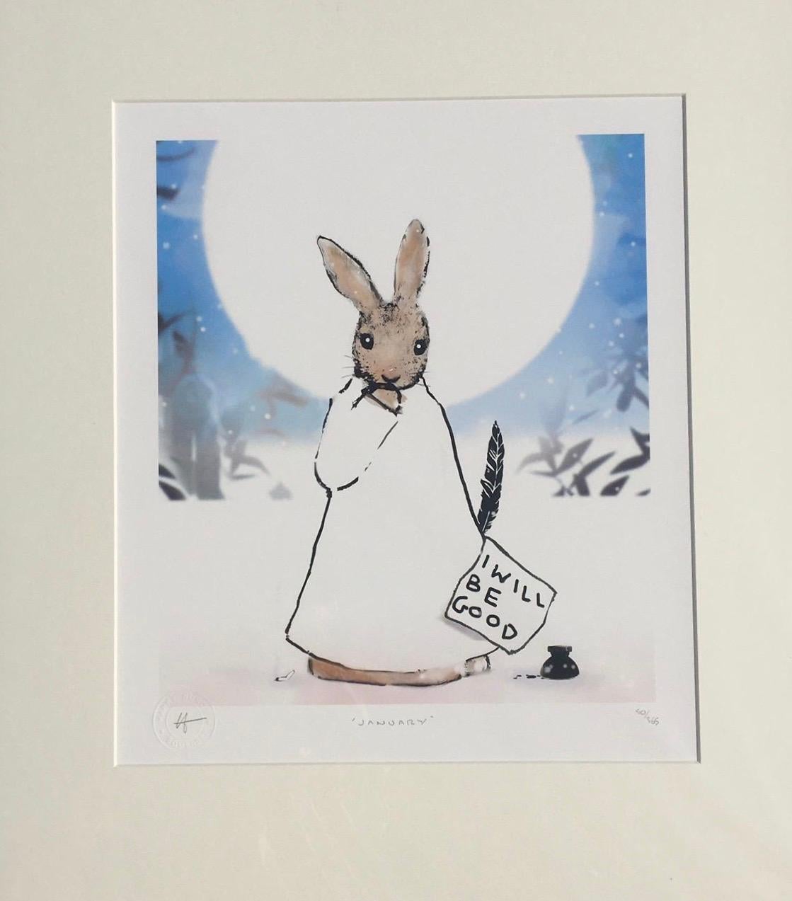 En janvier, The Happy Year, Harry Bunce, Art animalier, tirage limité en vente 1