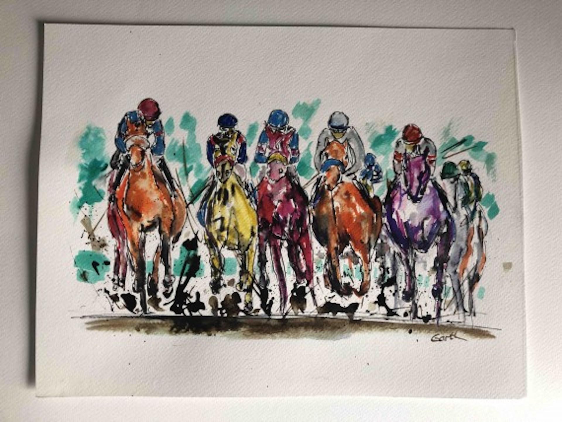 Garth Bayley, Thunder, Contemporary Art, Horse Racing Art, Affordable Art For Sale 4