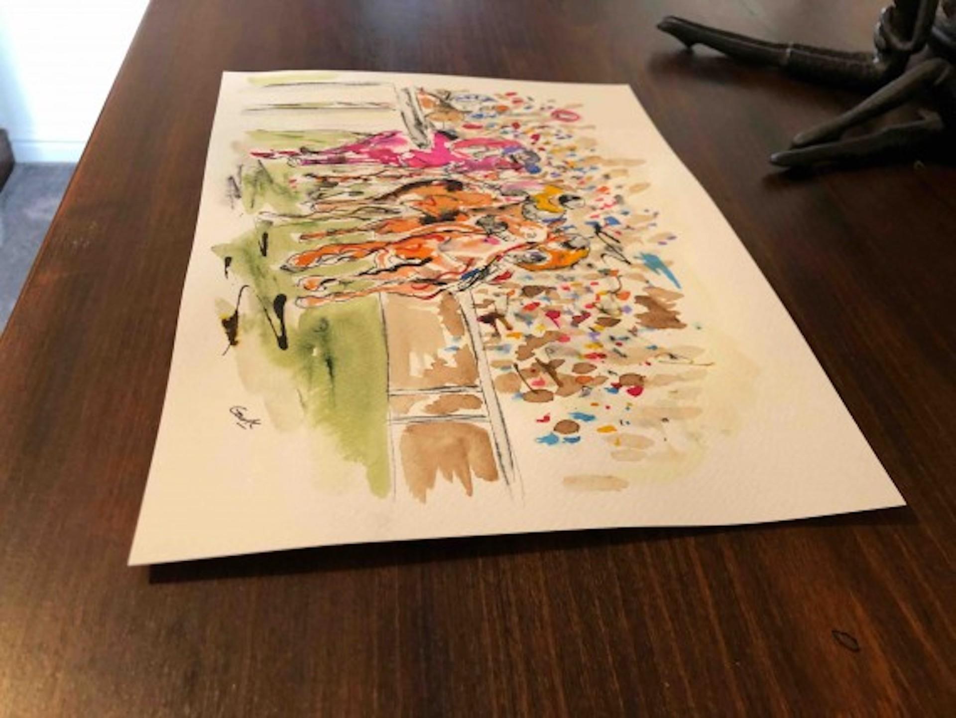 Garth Bayley, Round the Bend, Arte de carreras de caballos, Arte asequible, Arte contemporáneo en venta 2
