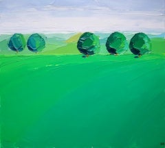 Georgie Dowling, Green Trees, Cotswolds, English Landscape Art, Affordable Art