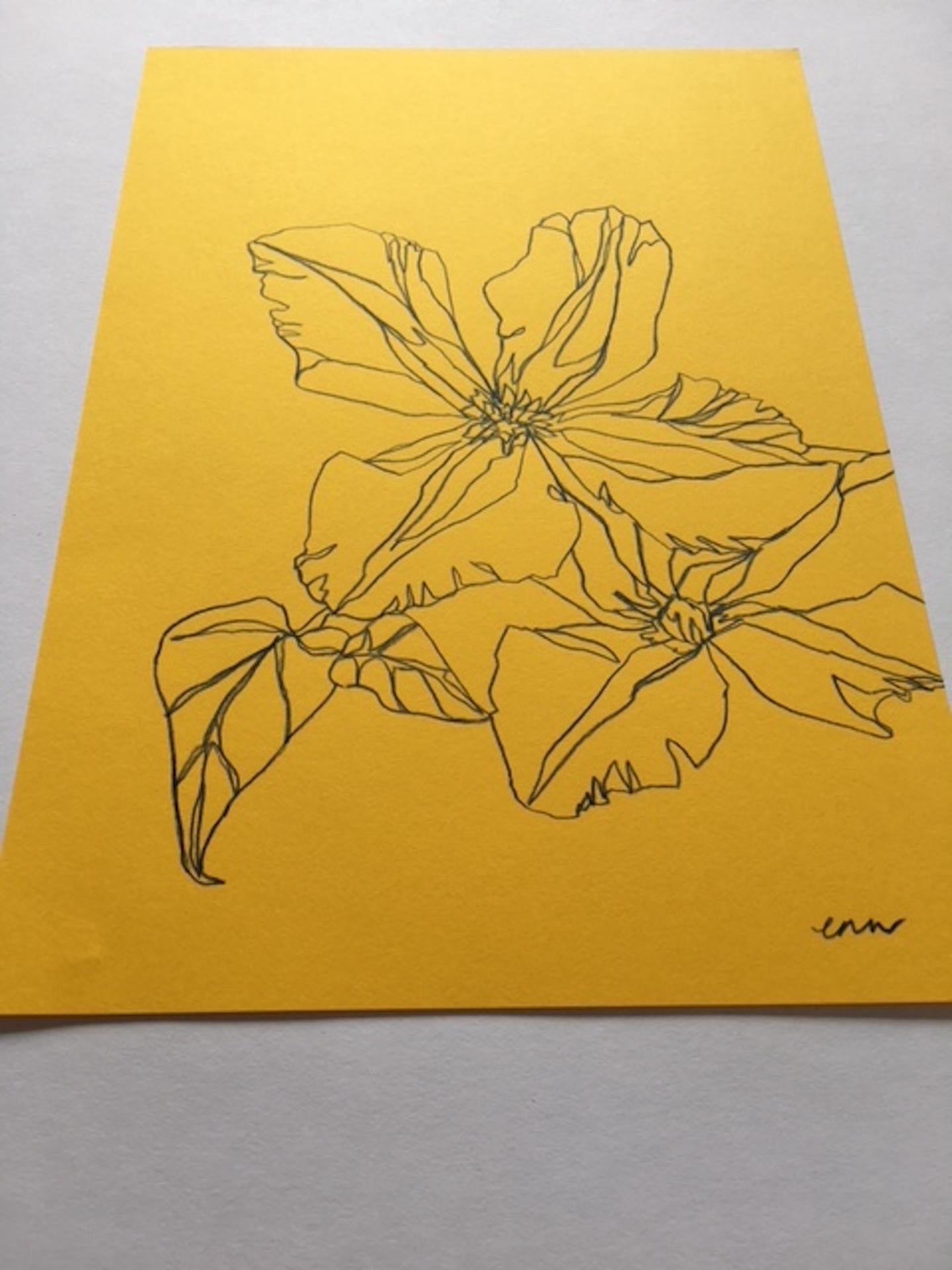 Ellen Williams
Clematis III
Original drawing – coloured pencil on A4 150gsm paper
(Please note that in situ images are purely an indication of how a piece may look).

This drawing is one in a series of botanical line drawings depicting the seasonal