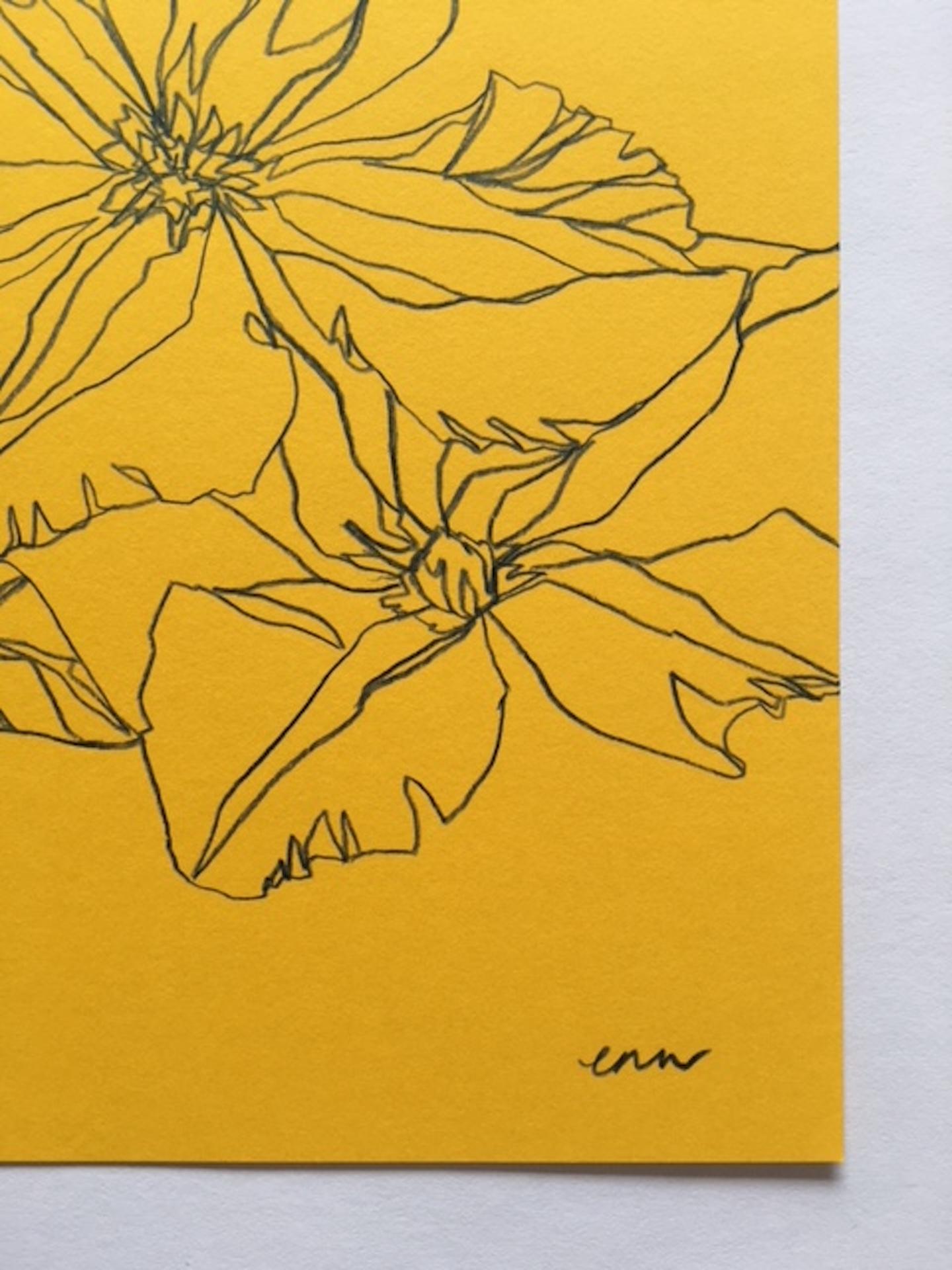 Ellen Williams, Clematis III, Original drawing, Affordable Art, Floral Drawing,  For Sale 1