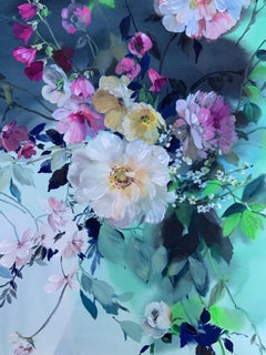 Jo Haran, Longing for Light, Floral Art, Original Mixed Media Painting
