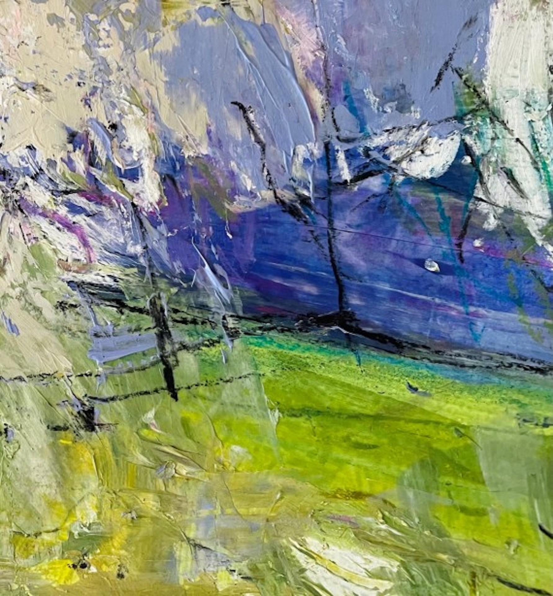 Peinture de paysage abstraite originale Natalie Bird, Evening Light, Blossom I en vente 2