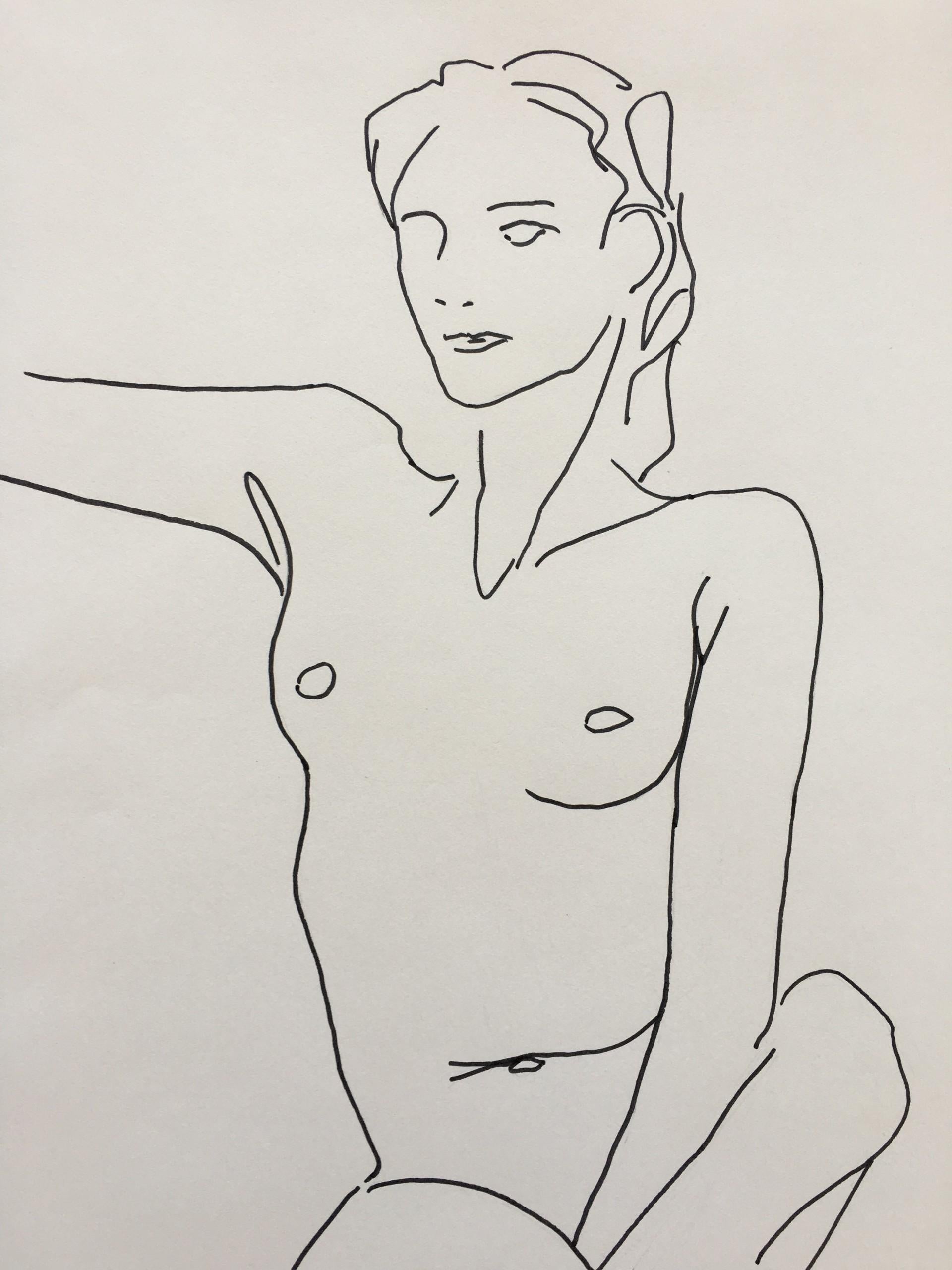 Sold Unframed

Please note that insitu images are purely an indication of how a piece may look

This original drawing by artist Ellen Williams is one in a series of elegant minimal nude studies, using a singular line to interpret the curves of a