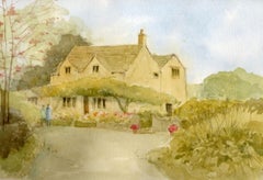 Elizabeth Chalmers, Lady cottage in Notgrove, Gloucestershire, Watercolour art