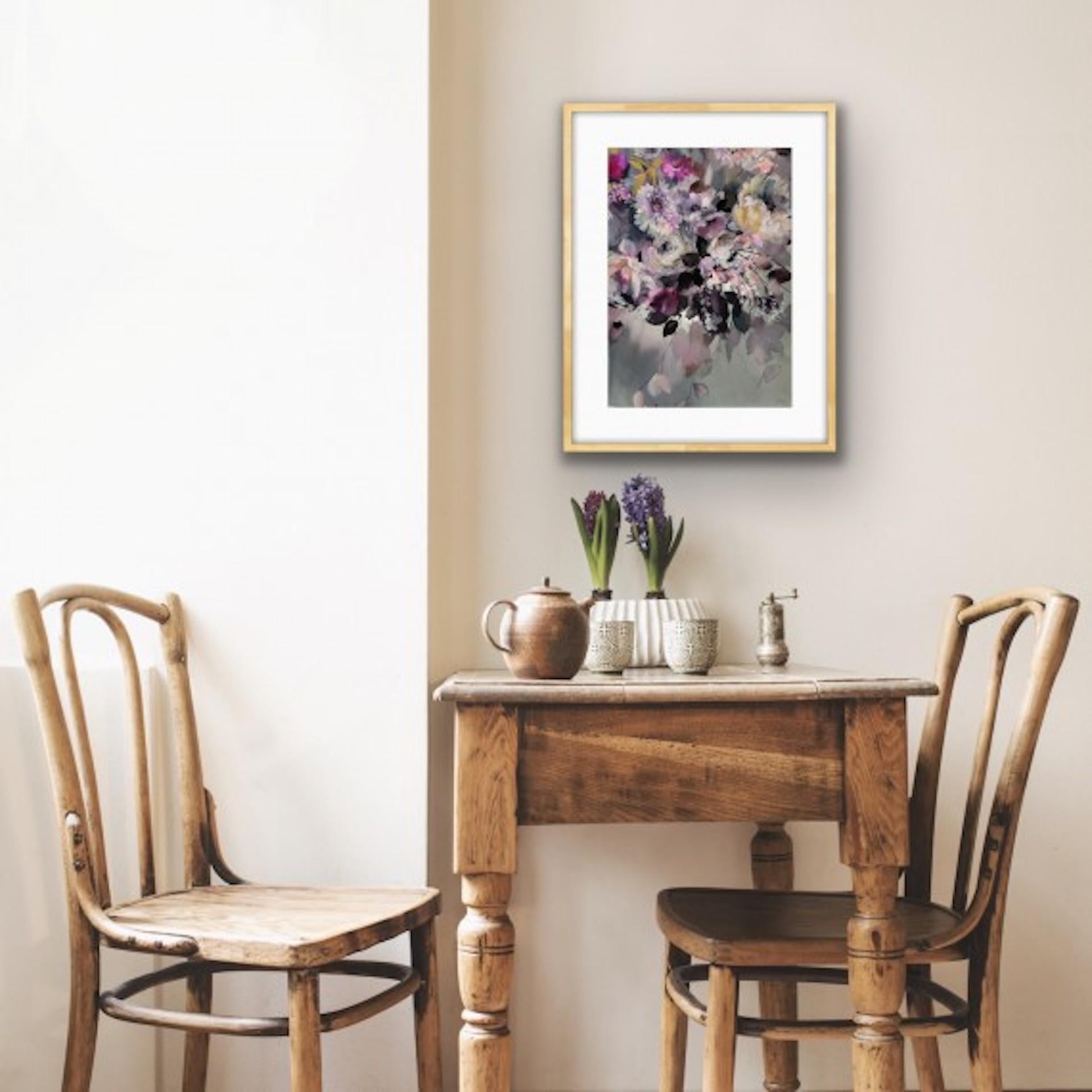 Muted Cascade, Contemporary Floral Artwork, Originalarbeit auf Papier im Angebot 5