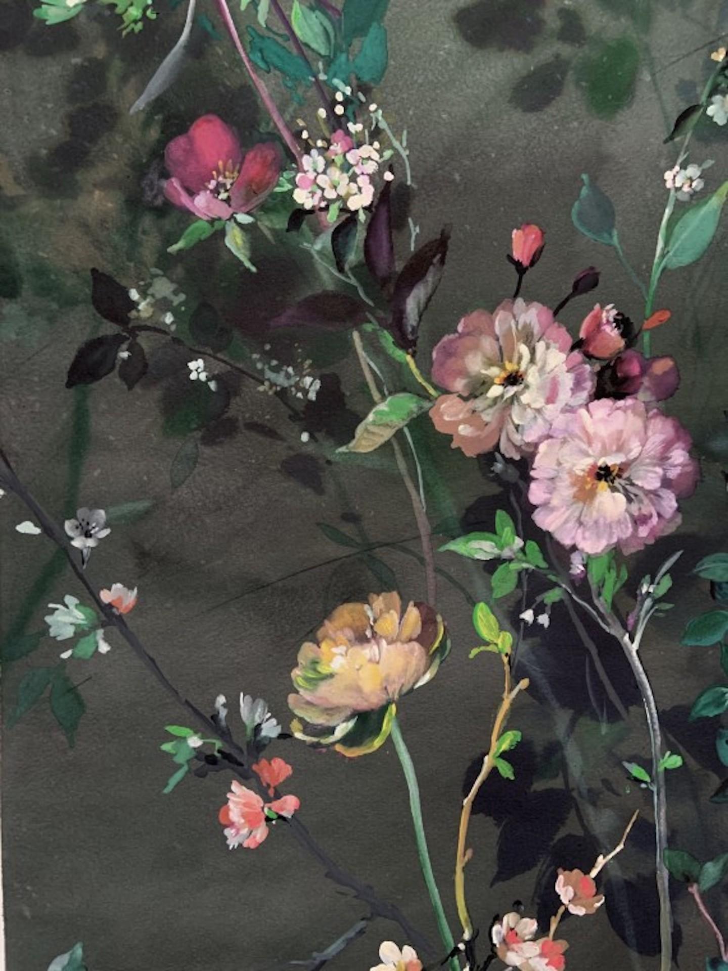 Woodland Stems On Dark, Jo Haran, zeitgenössische florale Kunst, Original-Kunstwerk im Angebot 4