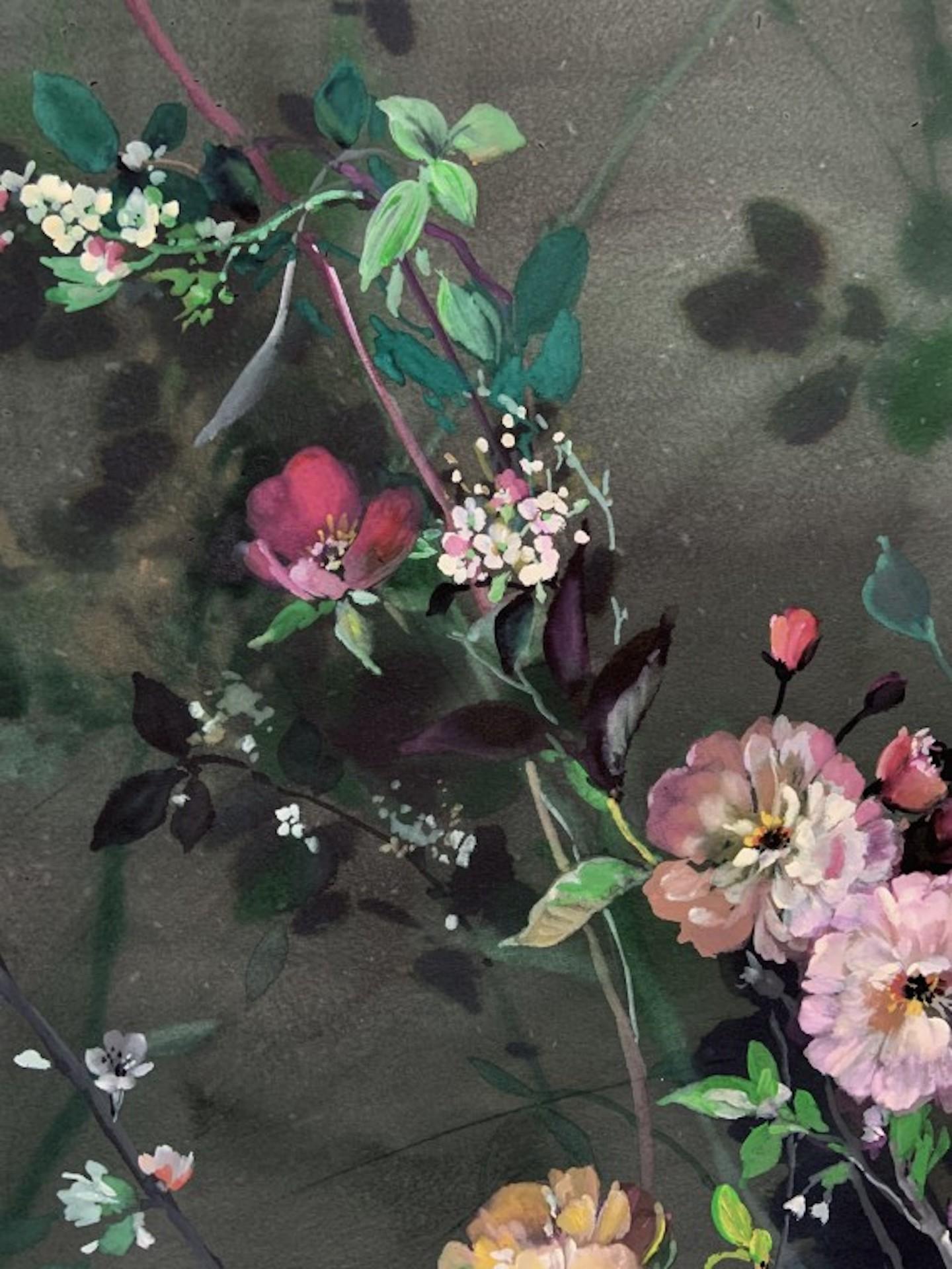 Woodland Stems On Dark, Jo Haran, Contemporary Floral Art, Original Artwork For Sale 4