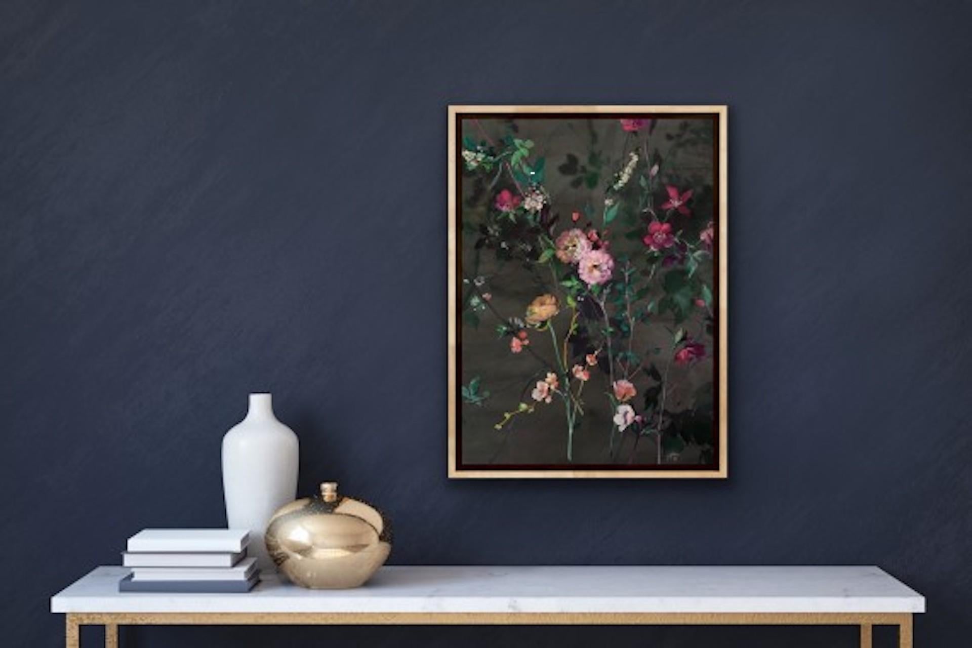 Woodland Stems On Dark, Jo Haran, Contemporary Floral Art, Original Artwork For Sale 6