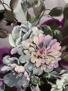 Bianco e grigio, Jo Haran, Opera d'arte floreale contemporanea, Opera originale su carta