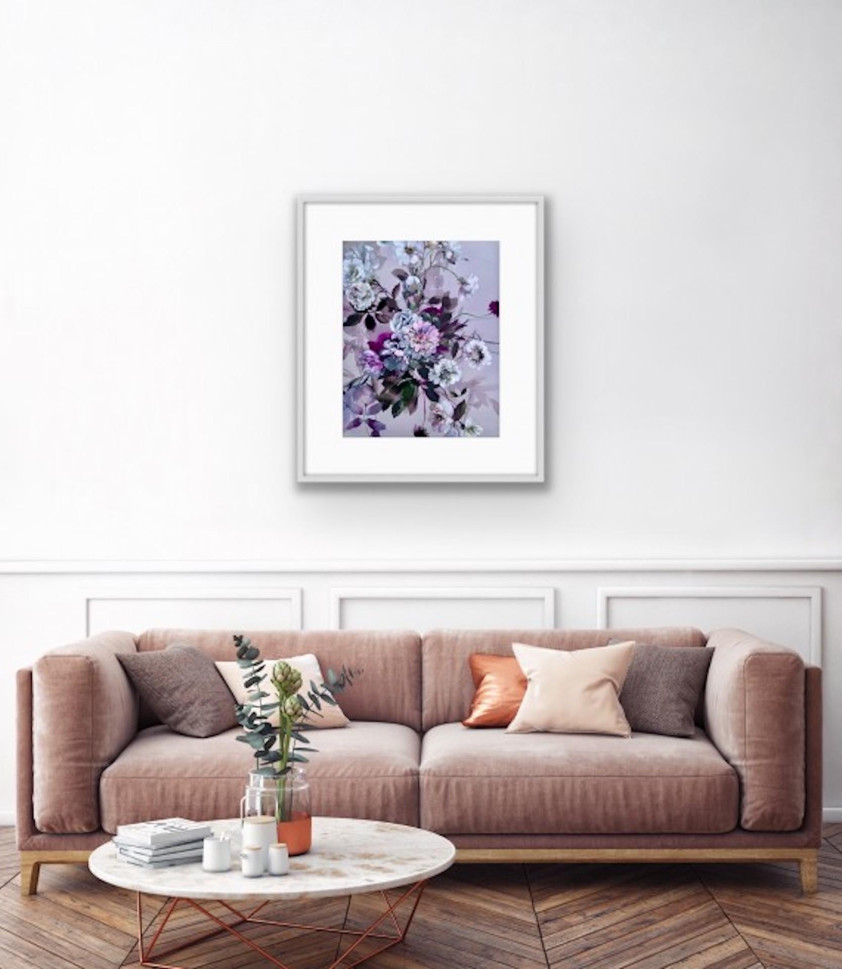 White And Grey, Jo Haran, Contemporary Floral Artwork, Original Work On Paper For Sale 8