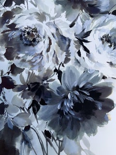 Petals In Monotone, Jo Haran, Original Floral Painting, Affordable Artwork