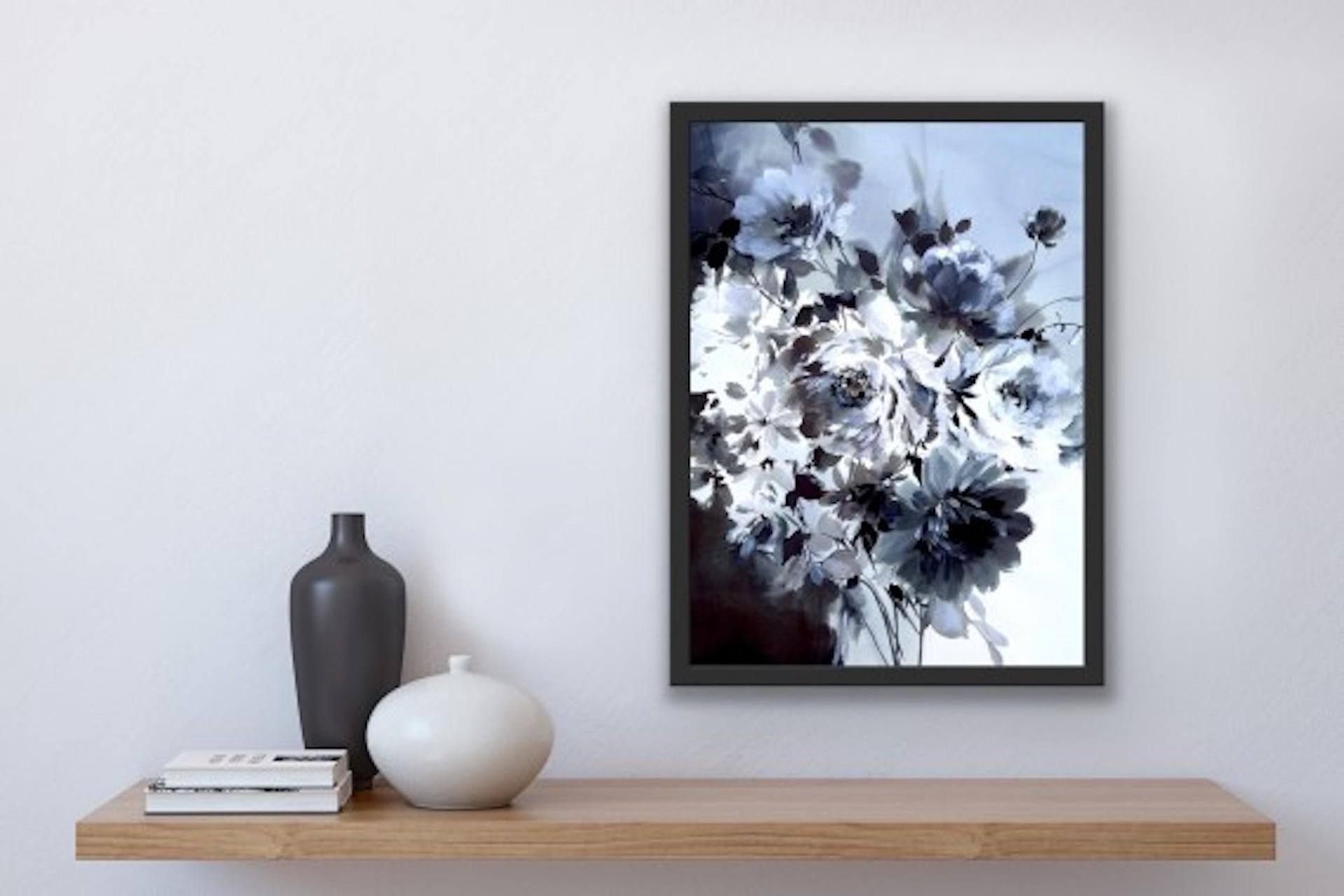 Petals In Monotone, Jo Haran, Original Floral Painting, Affordable Artwork For Sale 2