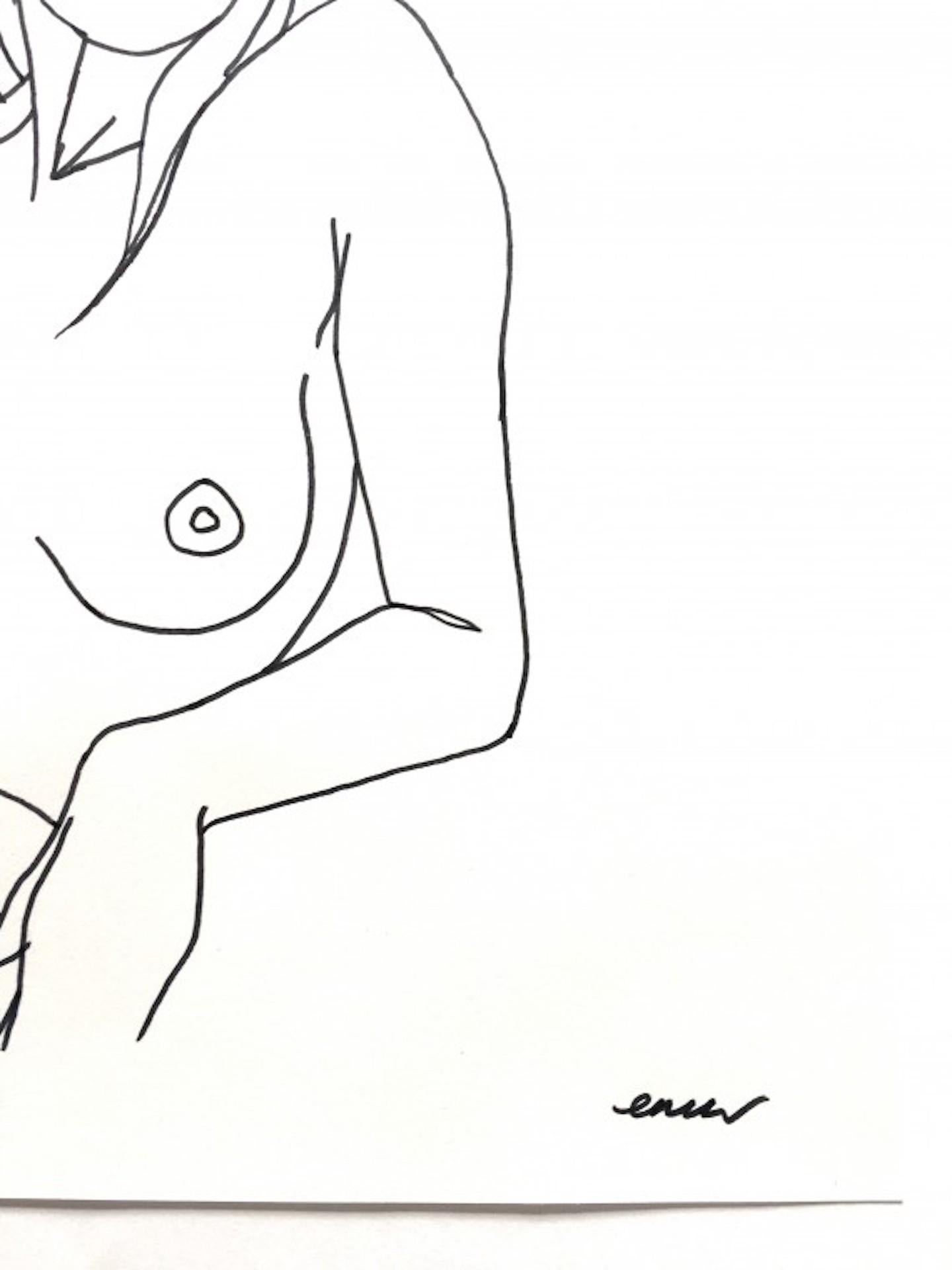 Nude 8, Ellen Williams, Original Drawing, Figurative Nude Portraiture, Black For Sale 1