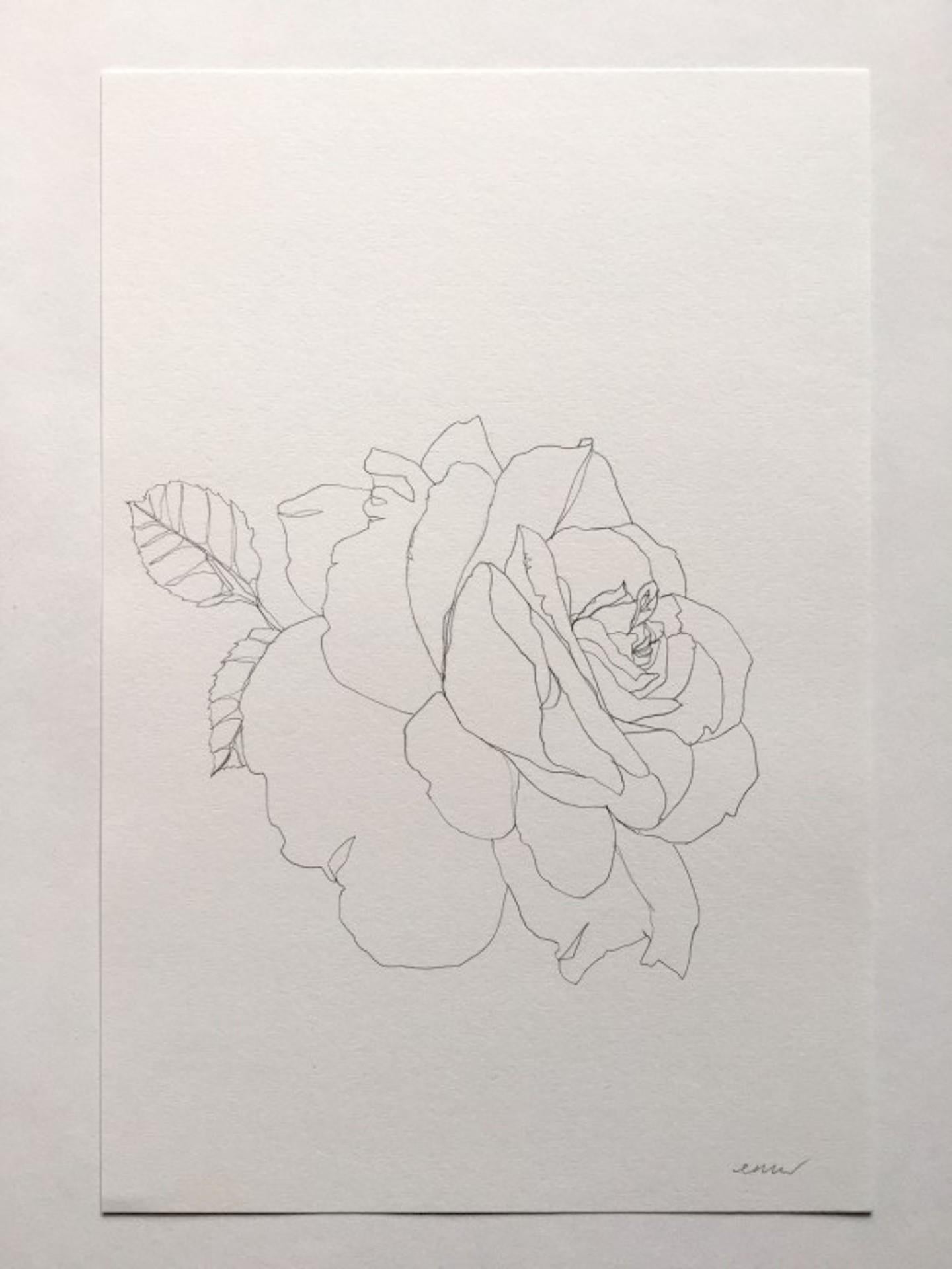 Elle Rose 17, dessin original d'Ellen Williams, crayon, nature morte florale, accessible en vente 1