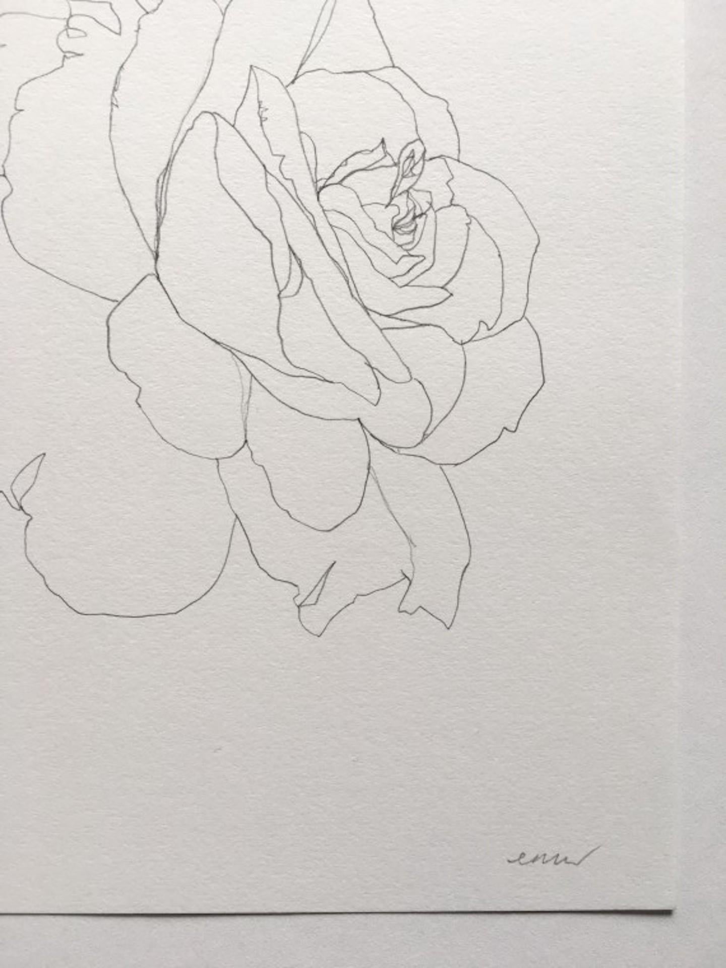 Elle Rose 17, dessin original d'Ellen Williams, crayon, nature morte florale, accessible en vente 2
