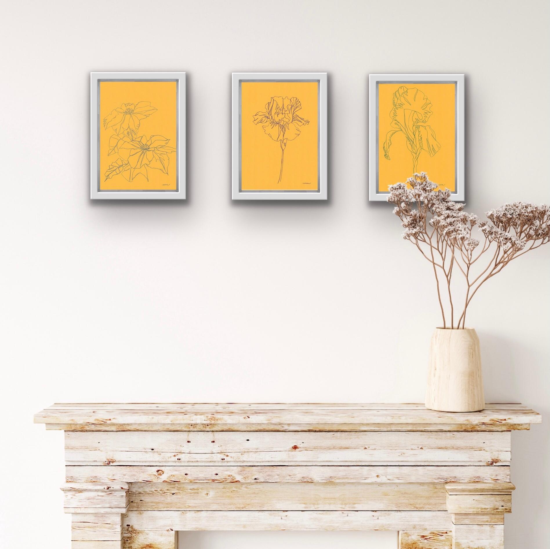Clematis 4, Iris 4 und Iris 5, Triptychon – Art von Ellen Williams