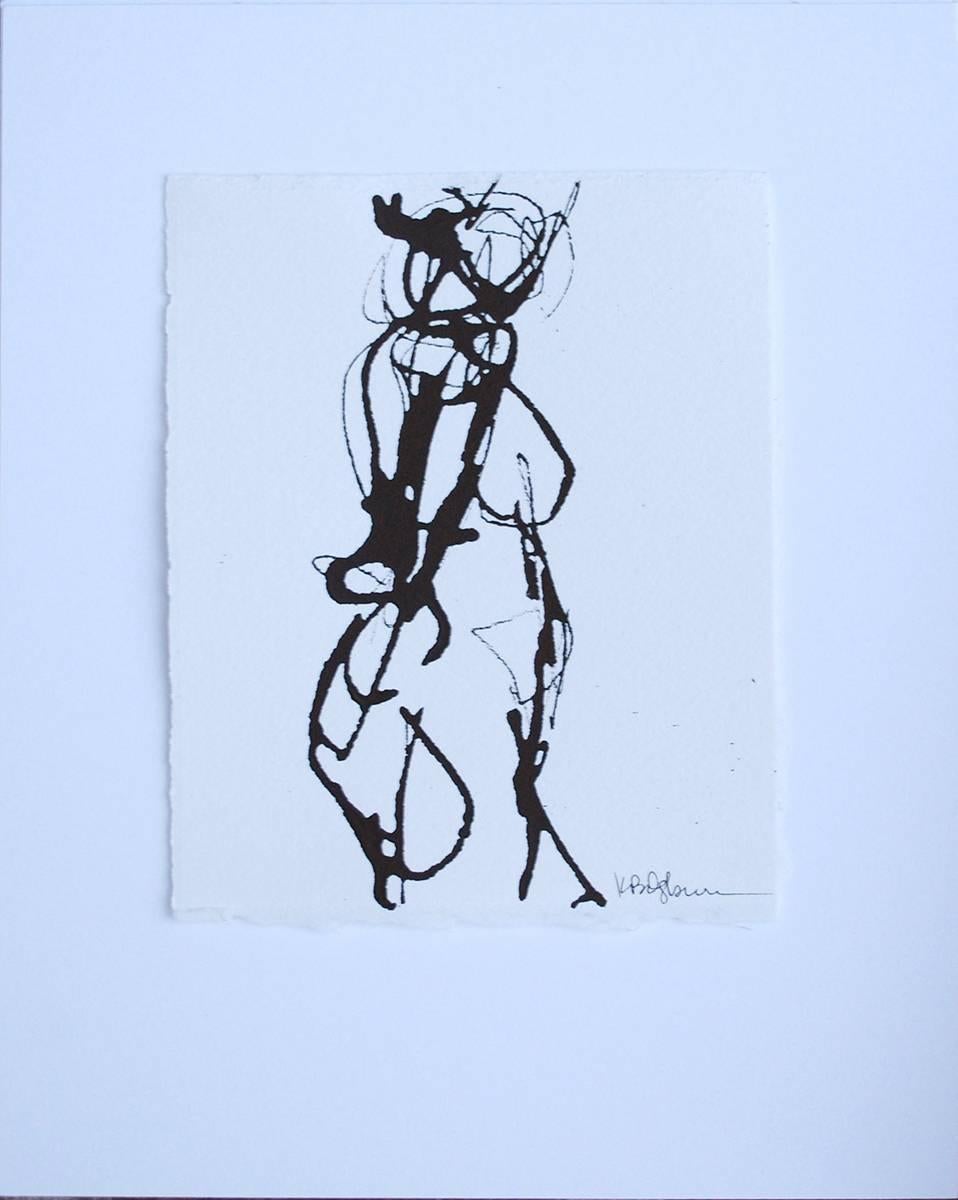 Kelley B. Ogburn Figurative Art - Ink #2, Petite Ink on Paper Figure Drawing