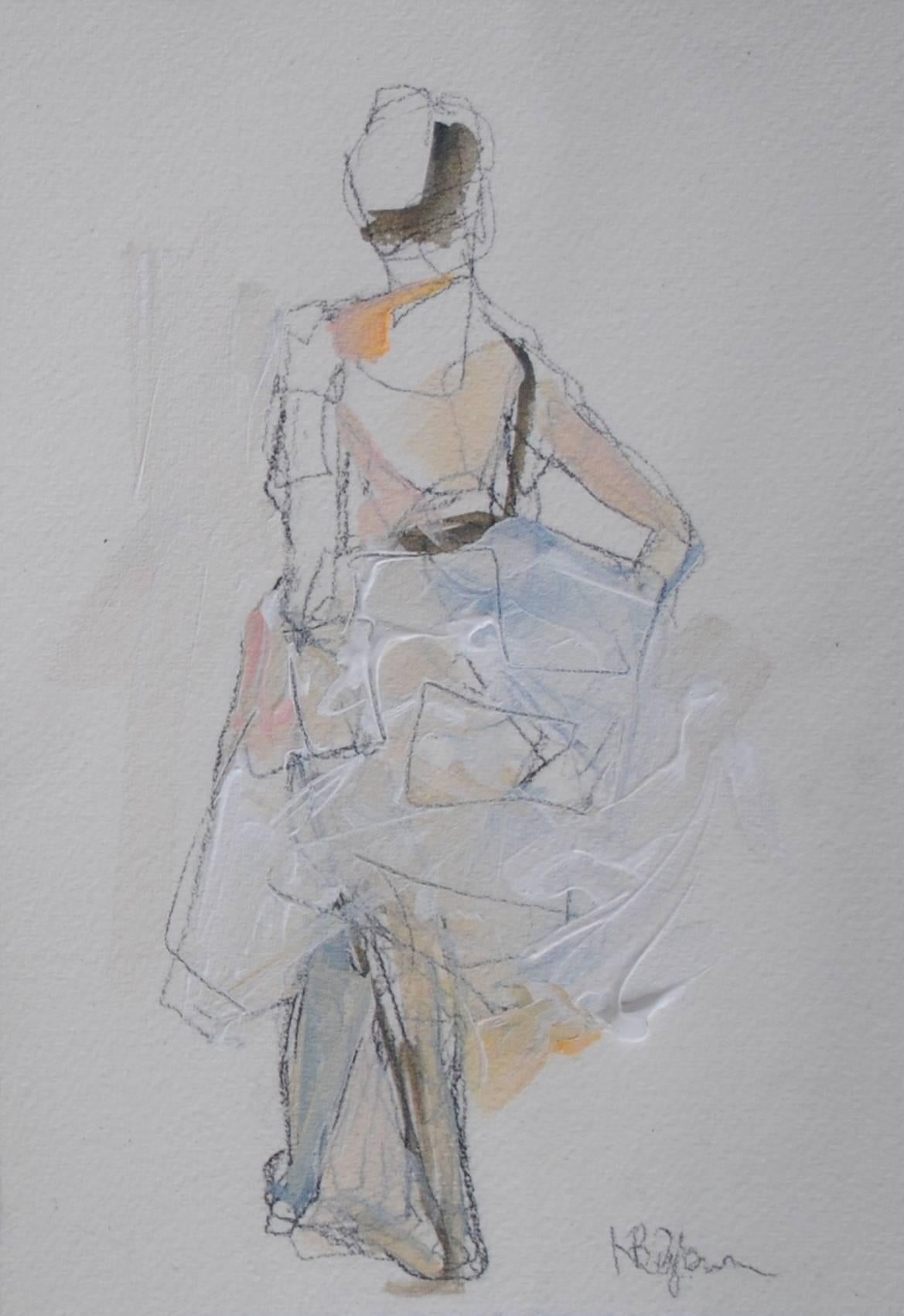 Kelley B. Ogburn Figurative Painting - Dancer #12, Petite Dancer Mixed Media on Paper Painting