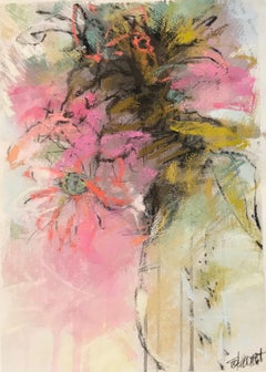 In the Field II, Debora Stewart 2018 Piccolo pastello su carta Pezzo astratto floreale.