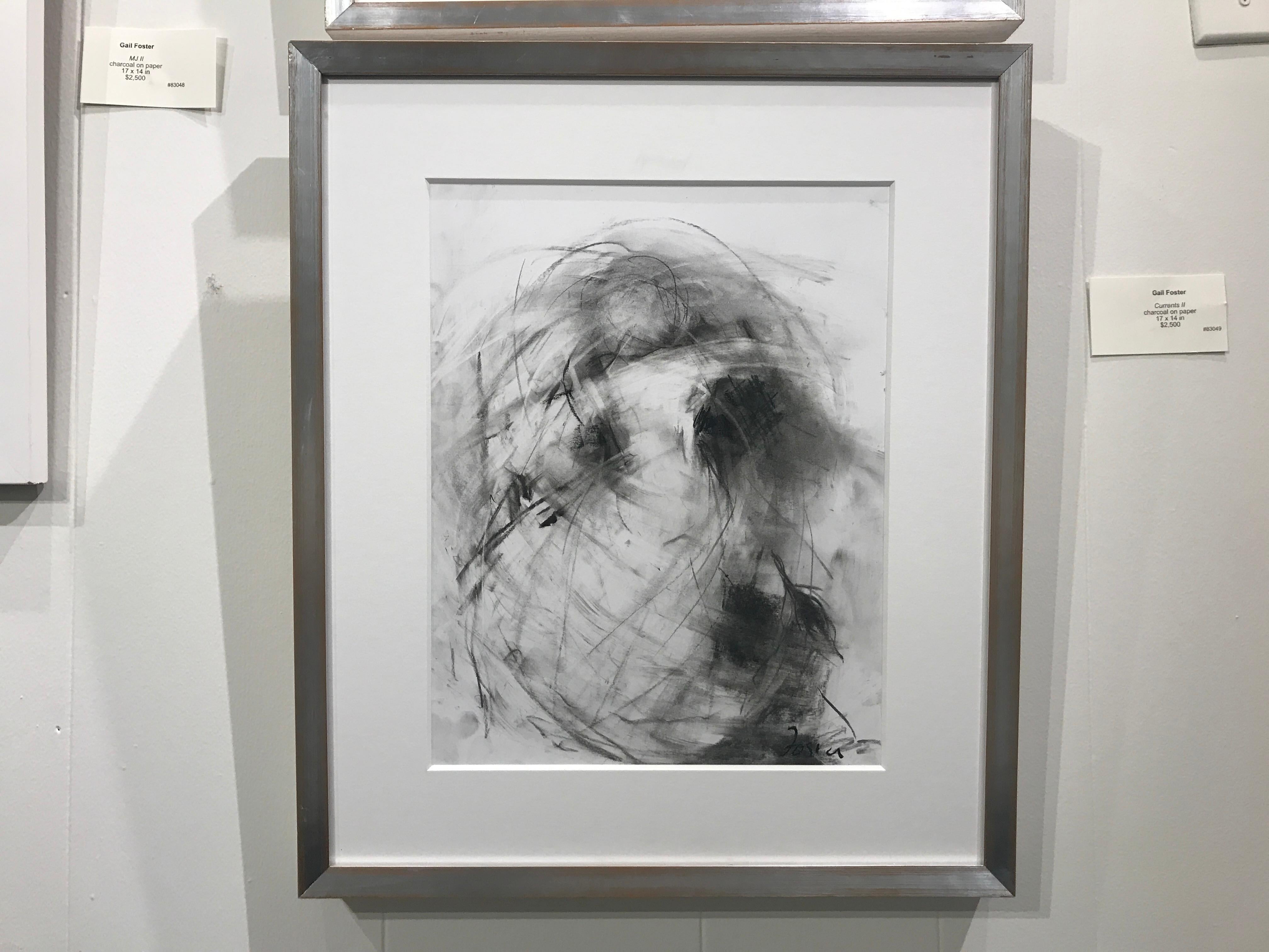 Currents II by Gail Foster 2018 Petite Framed Charcoal on Paper Figurative 1