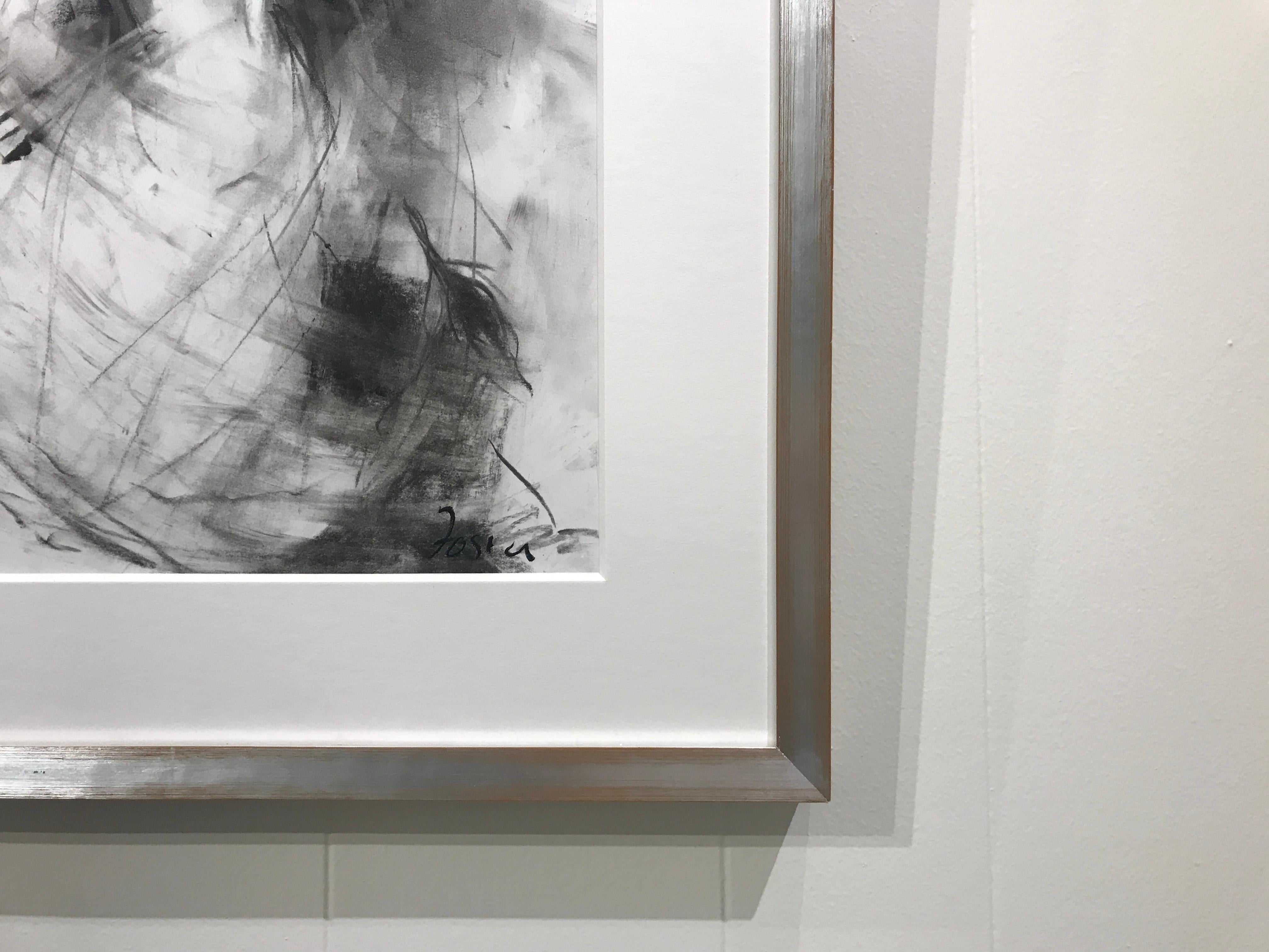 Currents II by Gail Foster 2018 Petite Framed Charcoal on Paper Figurative 3