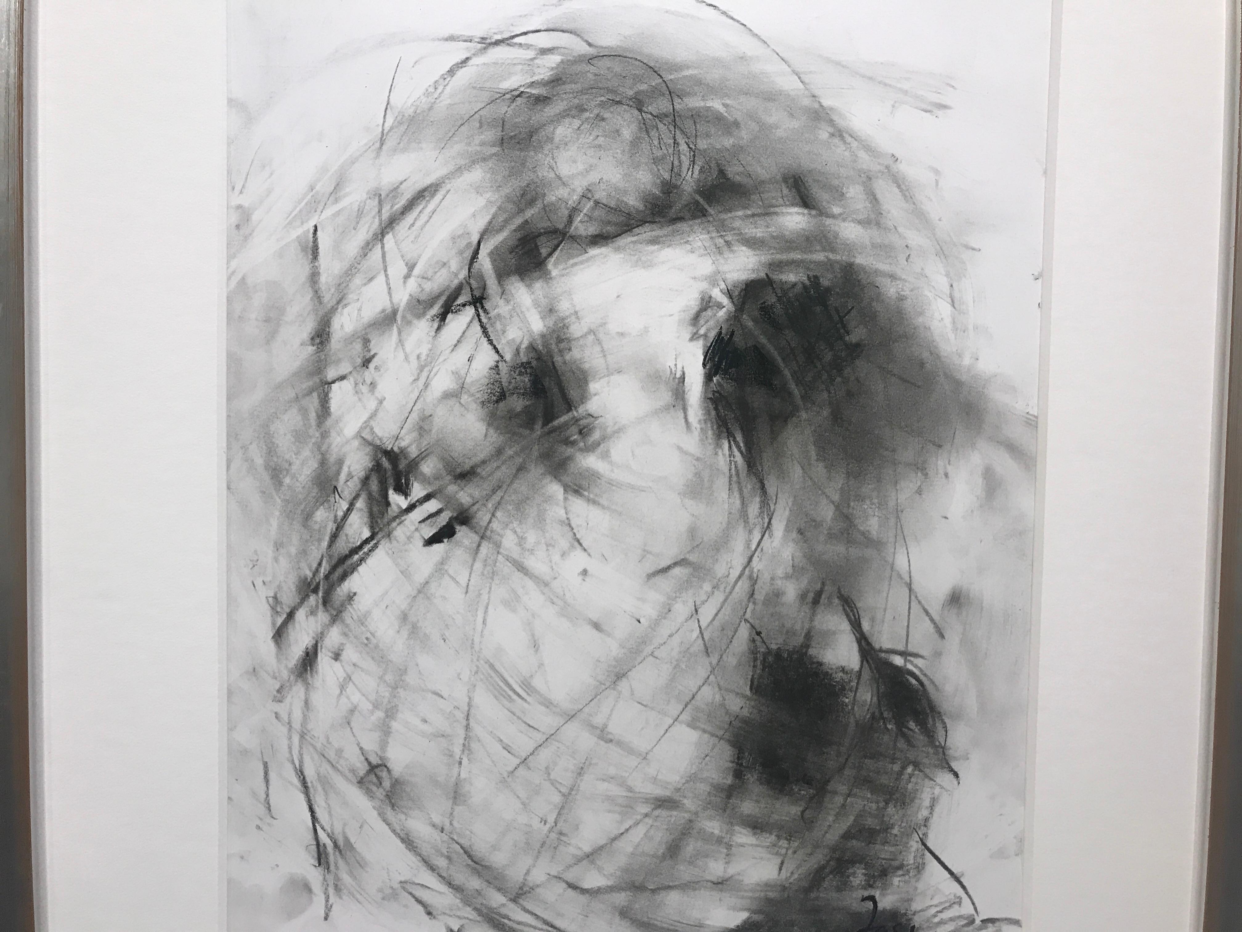 Currents II by Gail Foster 2018 Petite Framed Charcoal on Paper Figurative 4