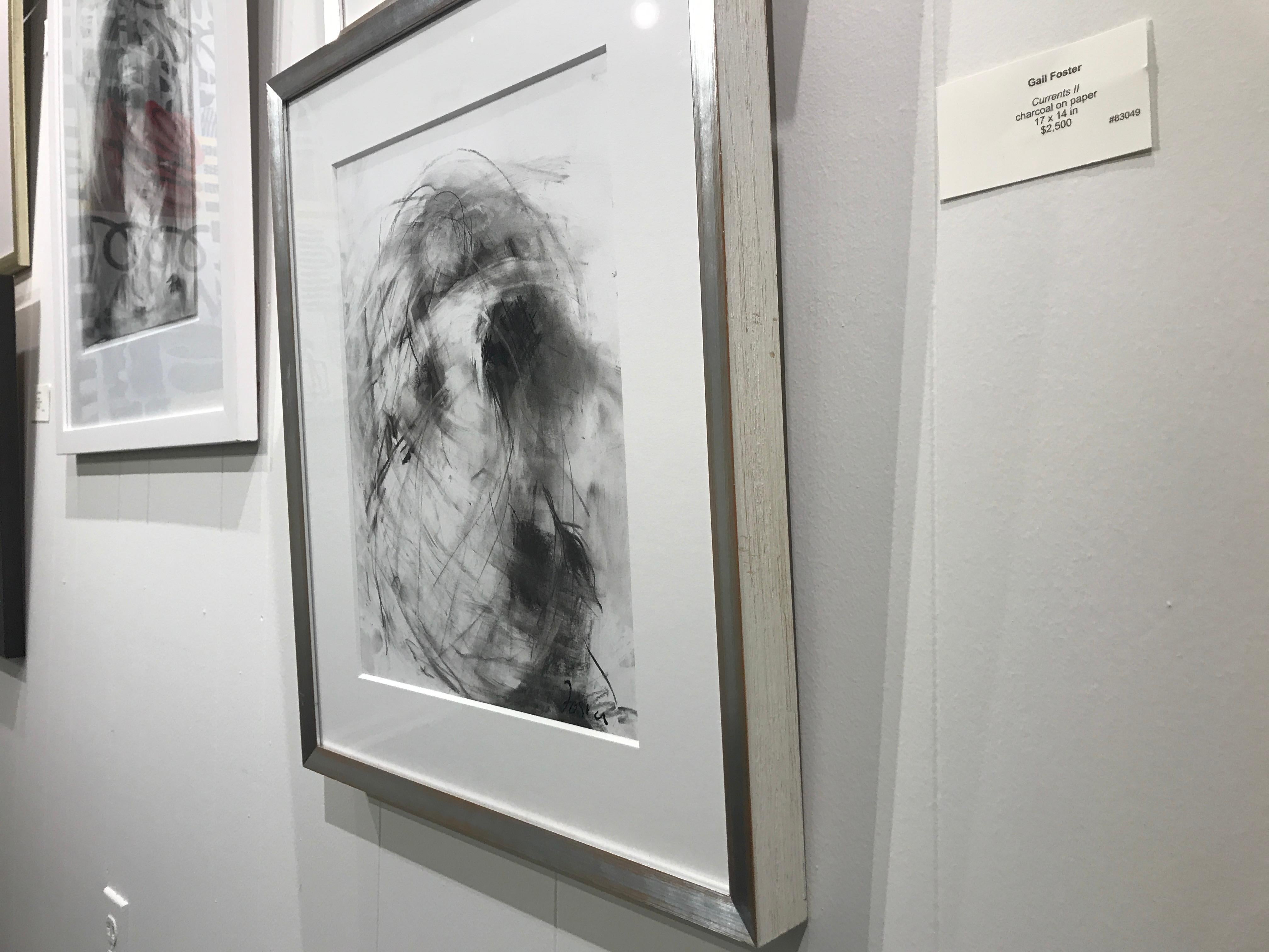 Currents II by Gail Foster 2018 Petite Framed Charcoal on Paper Figurative 5