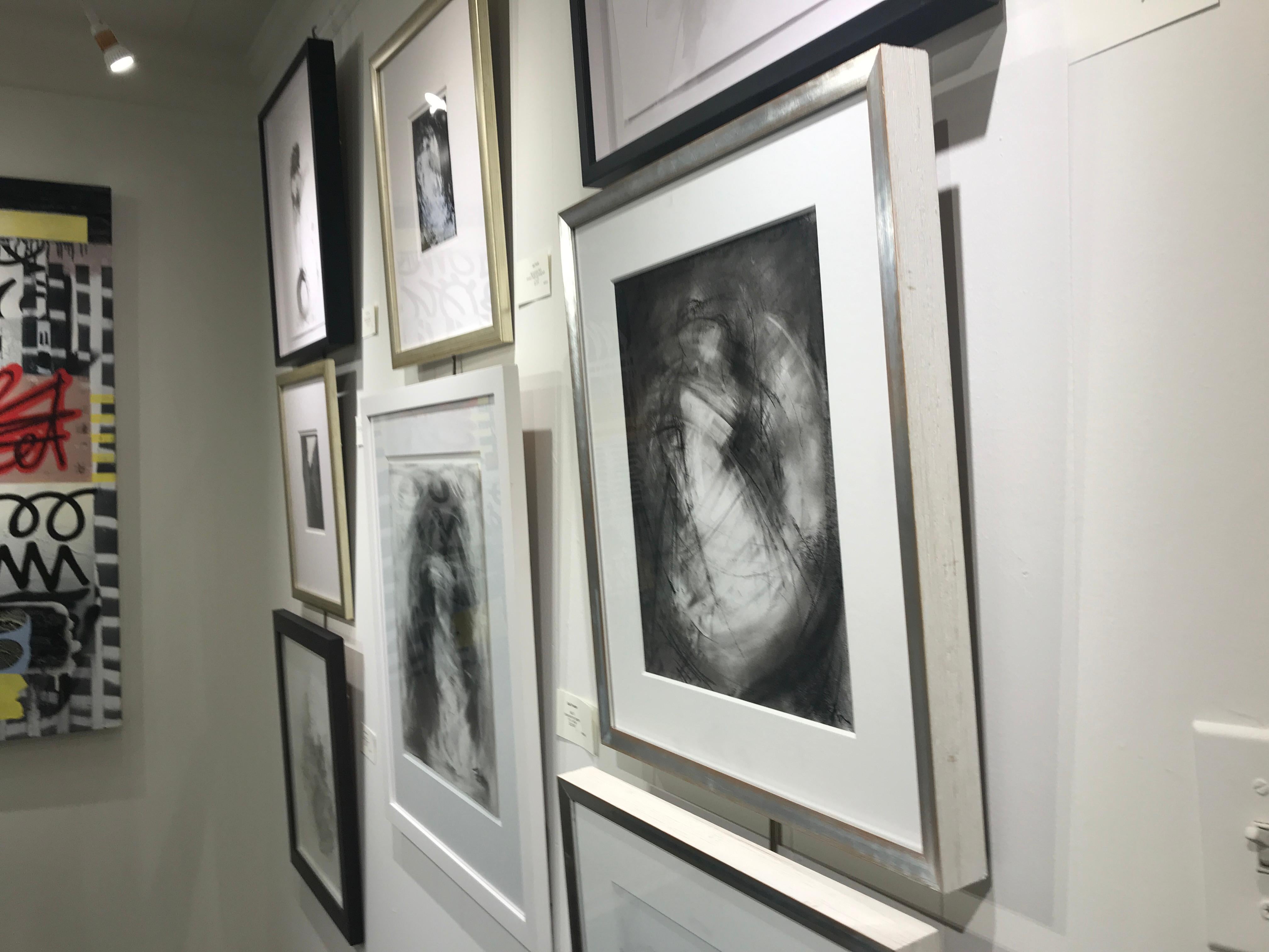 Currents III by Gail Foster 2018 Petite Framed Charcoal on Paper Figurative 5