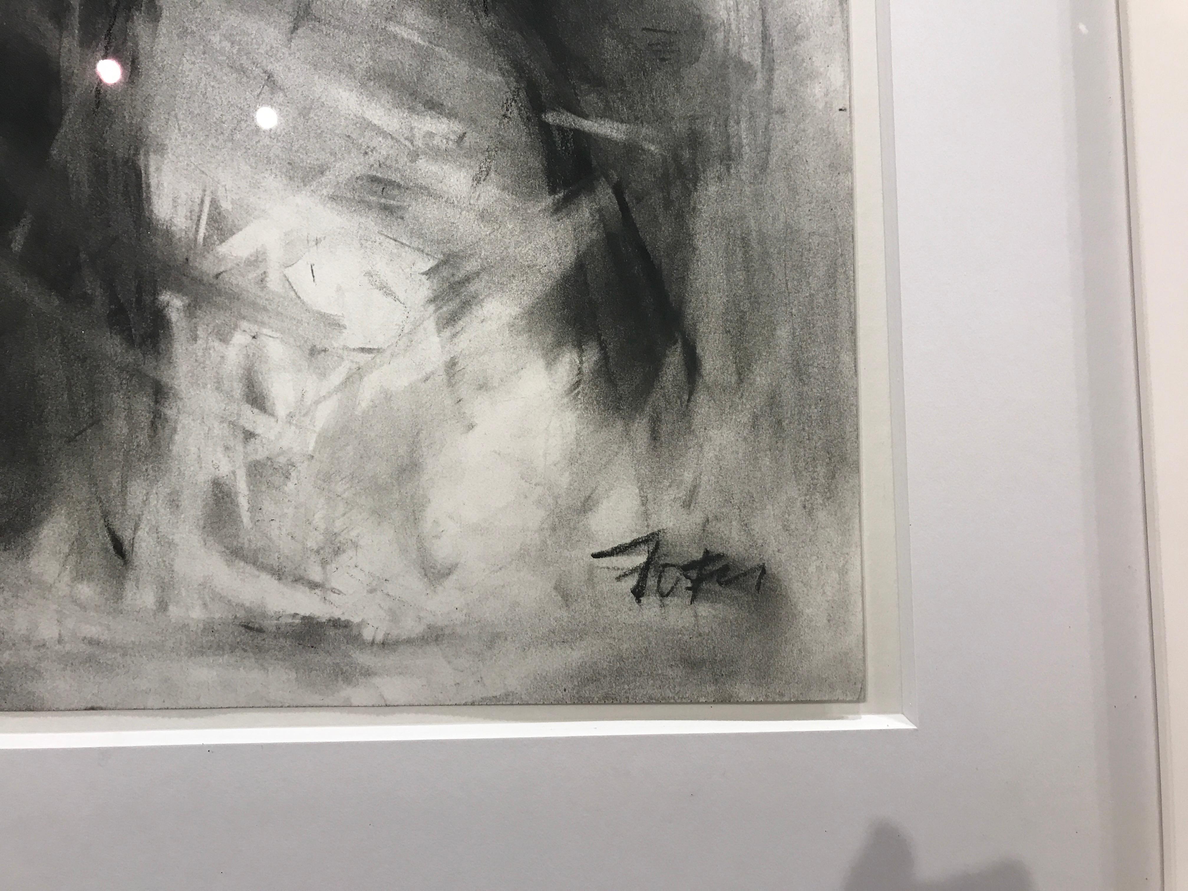 MJ II by Gail Foster 2018 Petite Framed Charcoal on Paper Figurative 4