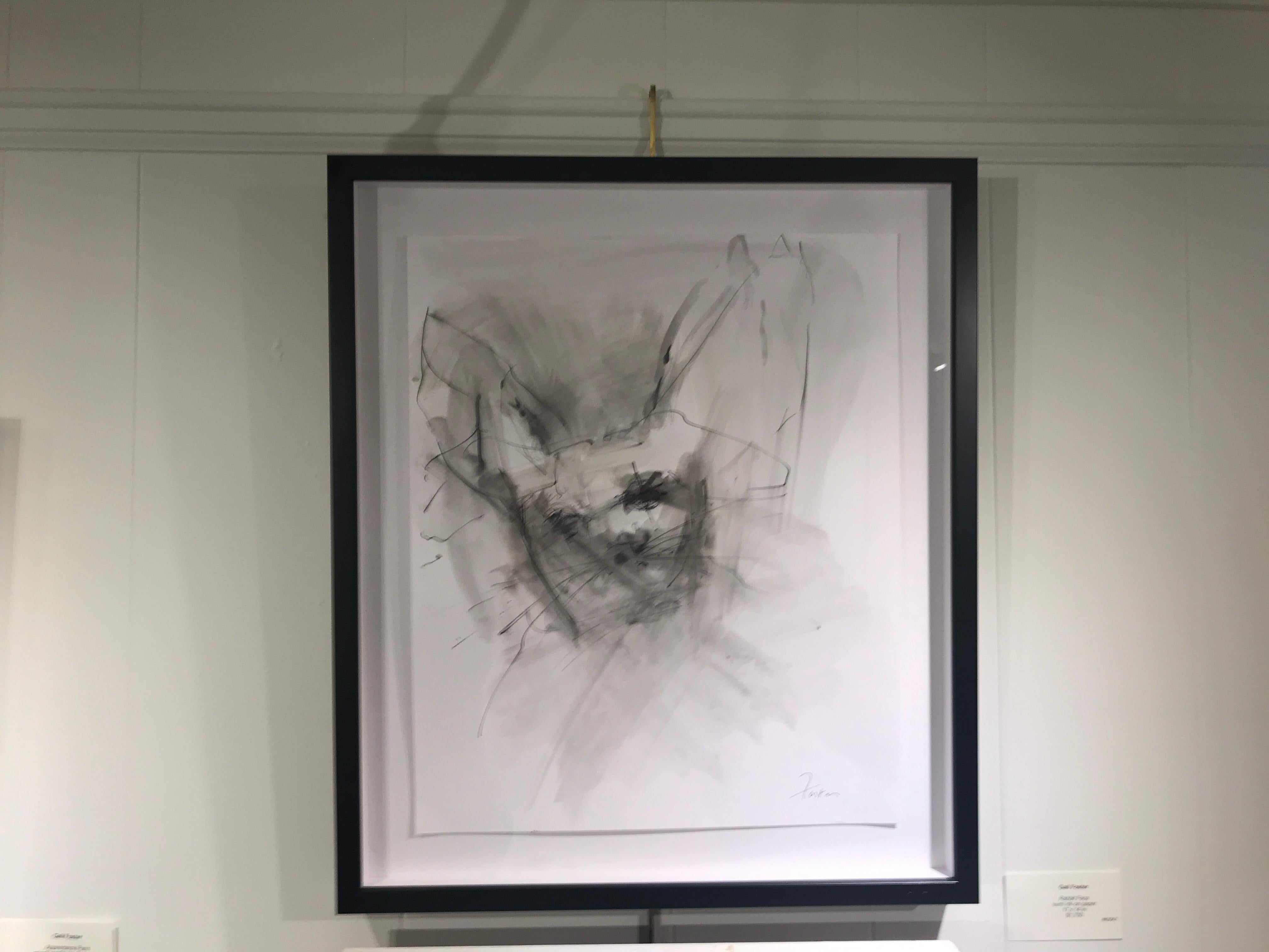 Rabbit Face by Gail Foster 2017 Sumi Ink on Paper Framed Contemporary 1
