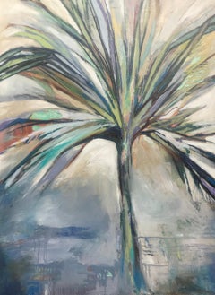 Palmetto, Large Vertical Framed Palmetto Oil on Canvas Painting