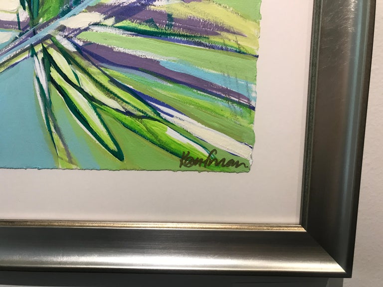 Kelli Kaufman - Palm Frond III, Vertical Framed Abstracted Palm on ...