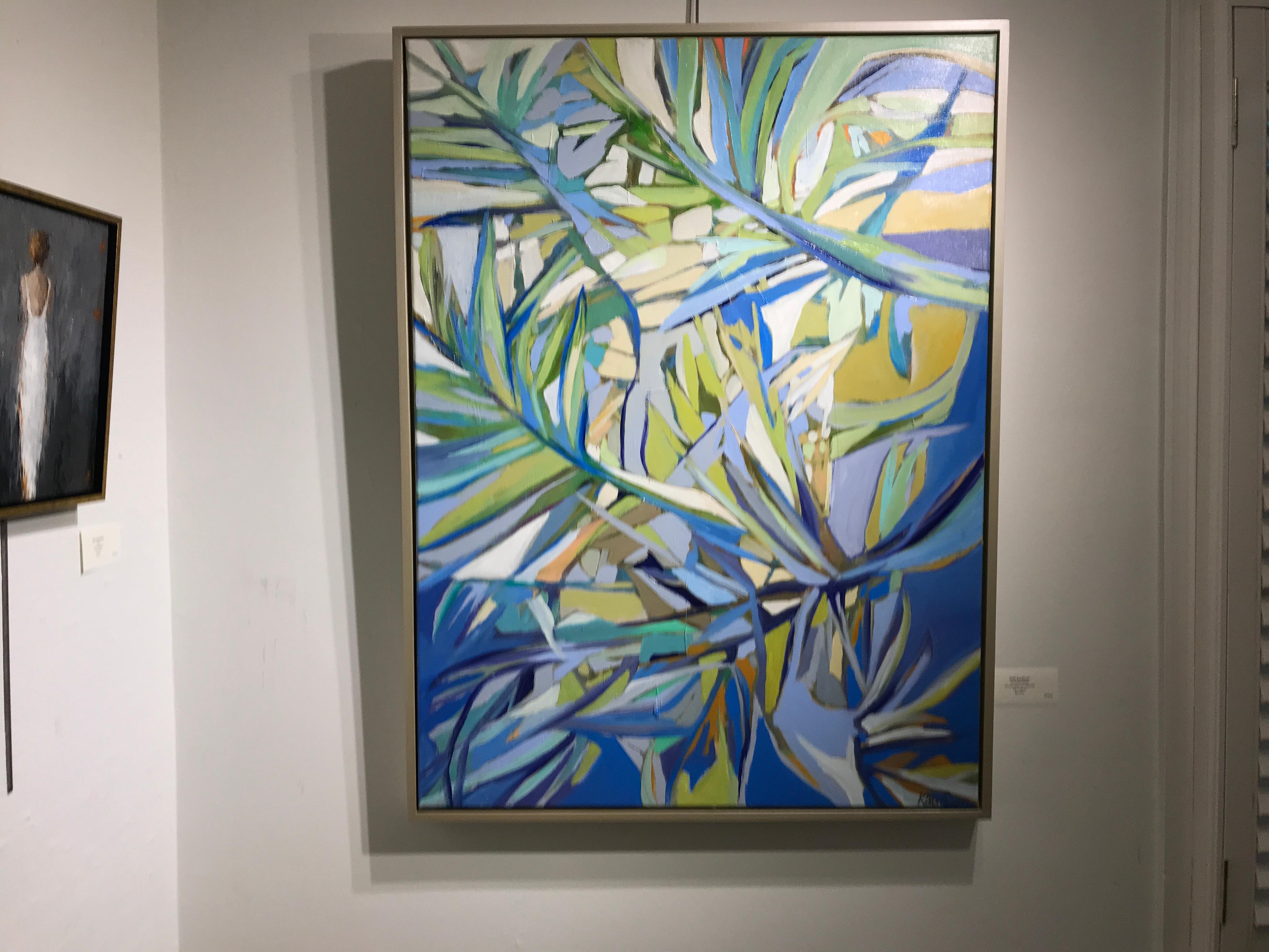 Coastal Palm, Kelli Kaufman Vertical Framed Oil and Wax on Canvas Painting 2