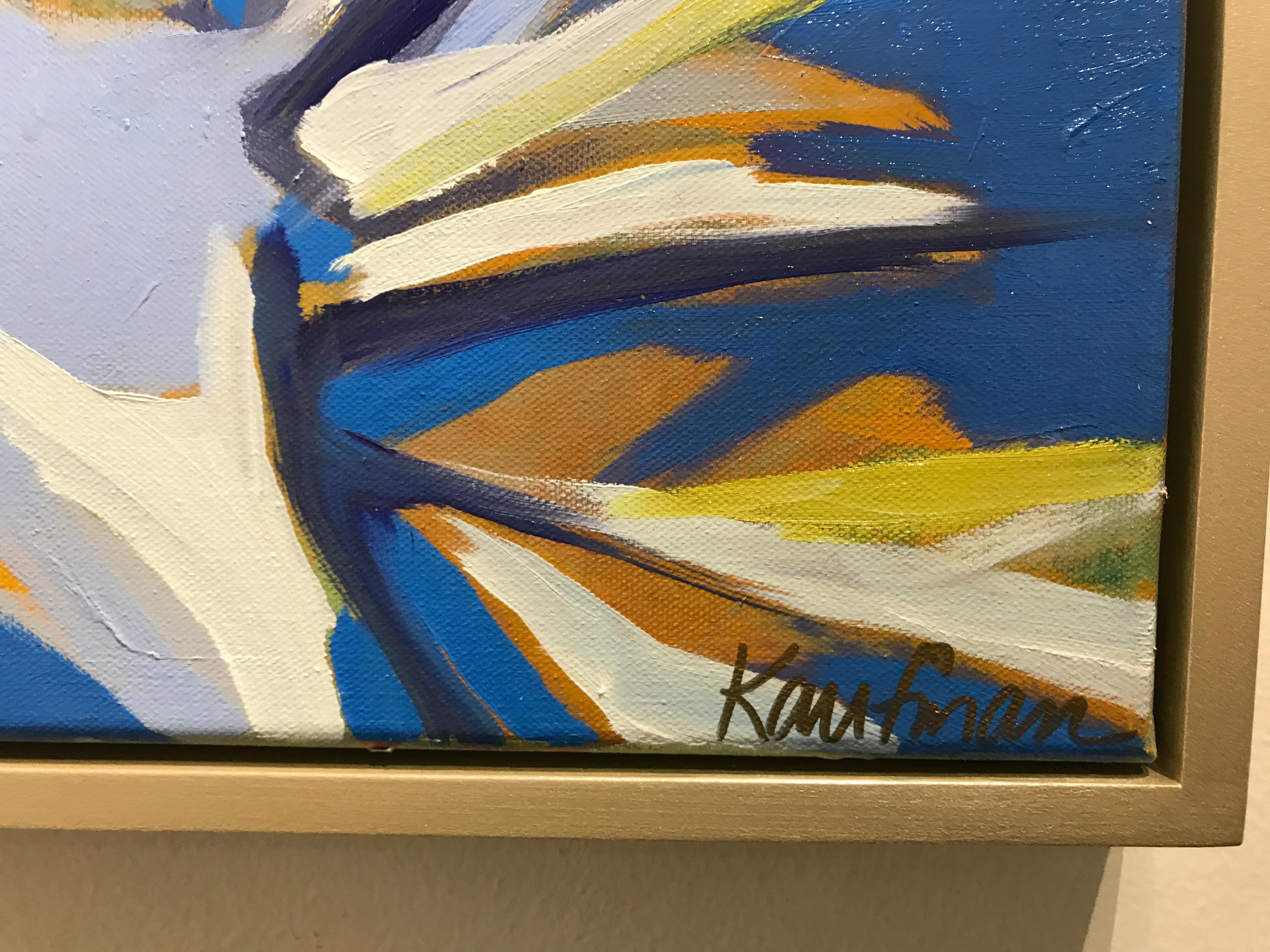 Coastal Palm, Kelli Kaufman Vertical Framed Oil and Wax on Canvas Painting 3