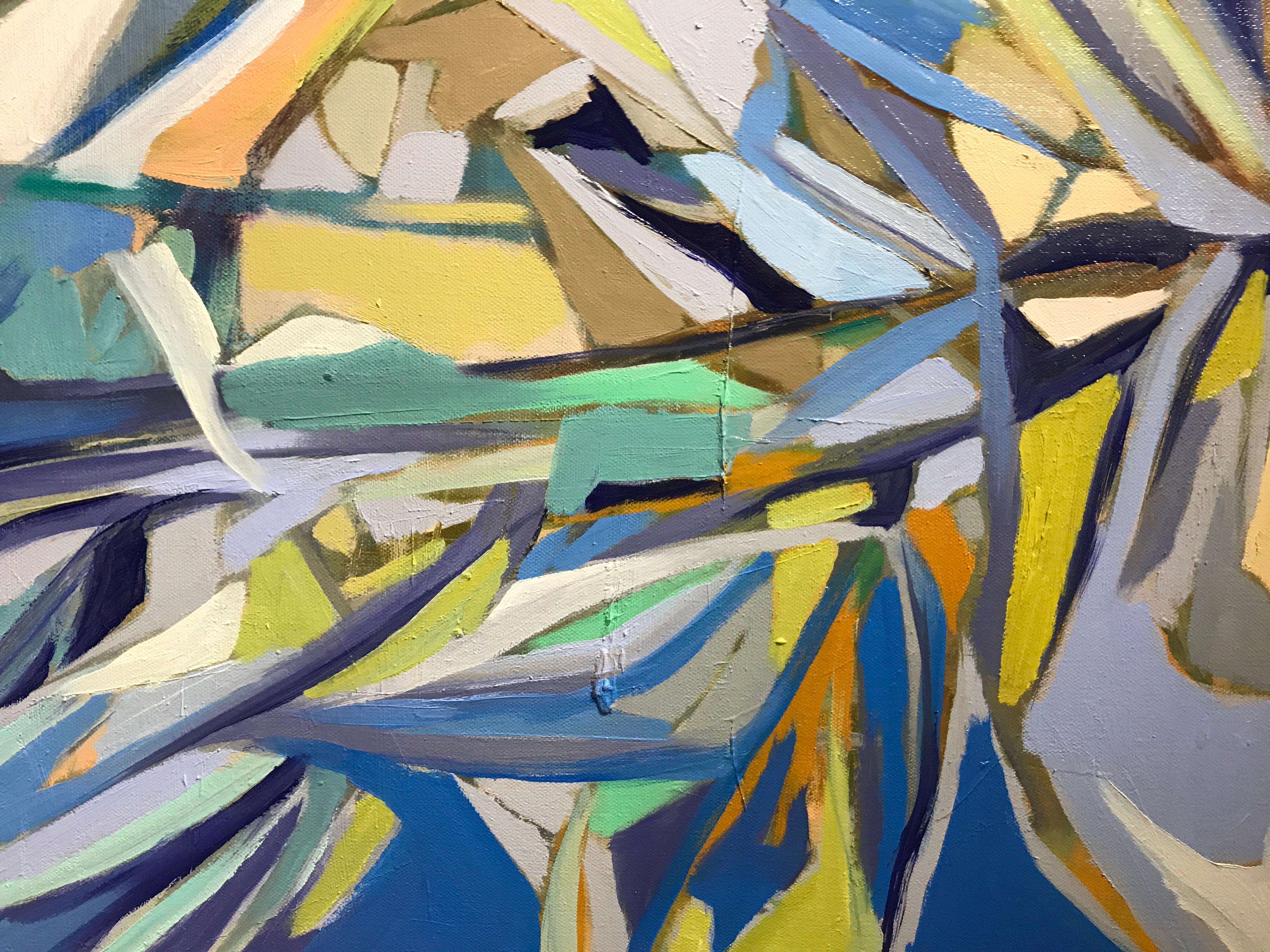 Coastal Palm, Kelli Kaufman Vertical Framed Oil and Wax on Canvas Painting 4