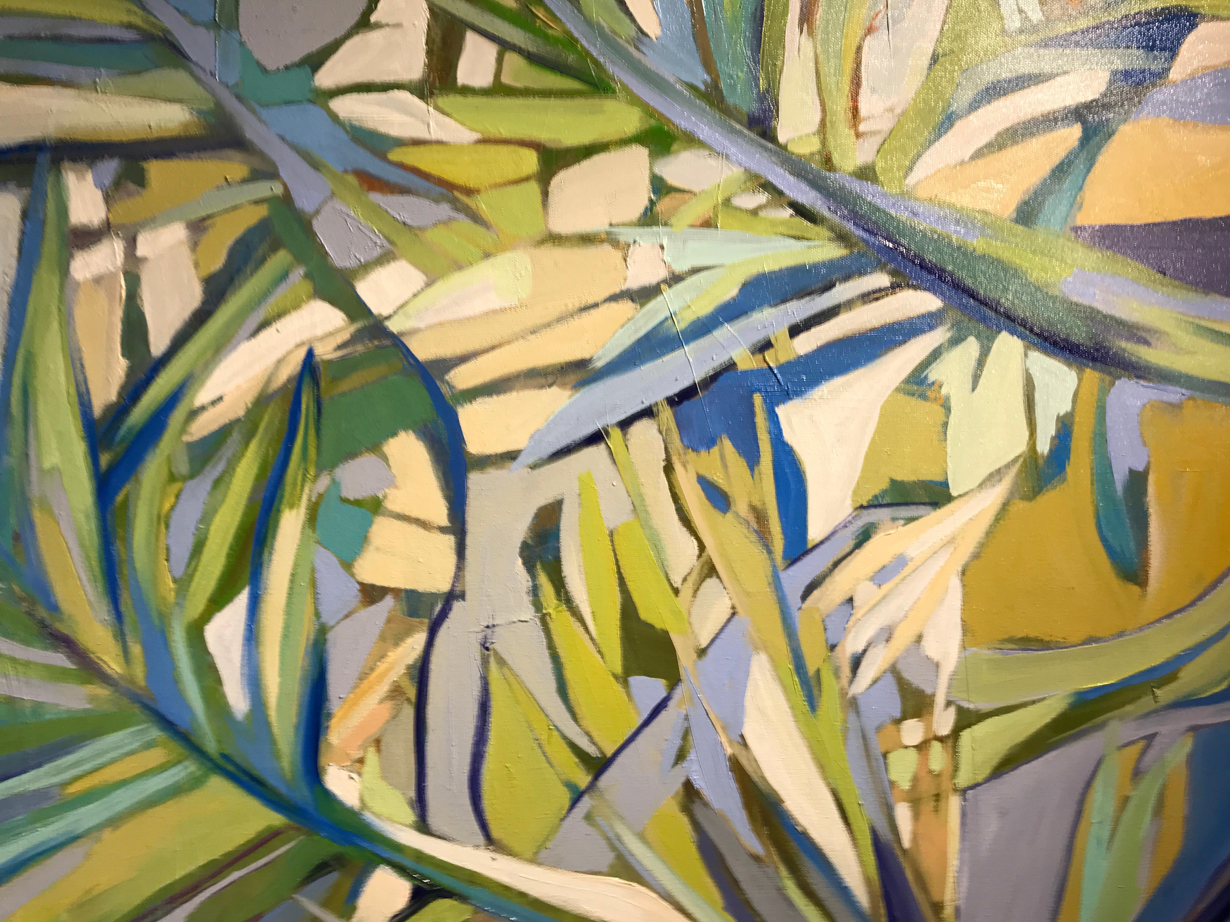 Coastal Palm, Kelli Kaufman Vertical Framed Oil and Wax on Canvas Painting 5