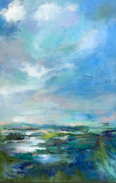 Engulfed I, Kelli Kaufman Framed Landscape Oil and Wax on Canvas Painting