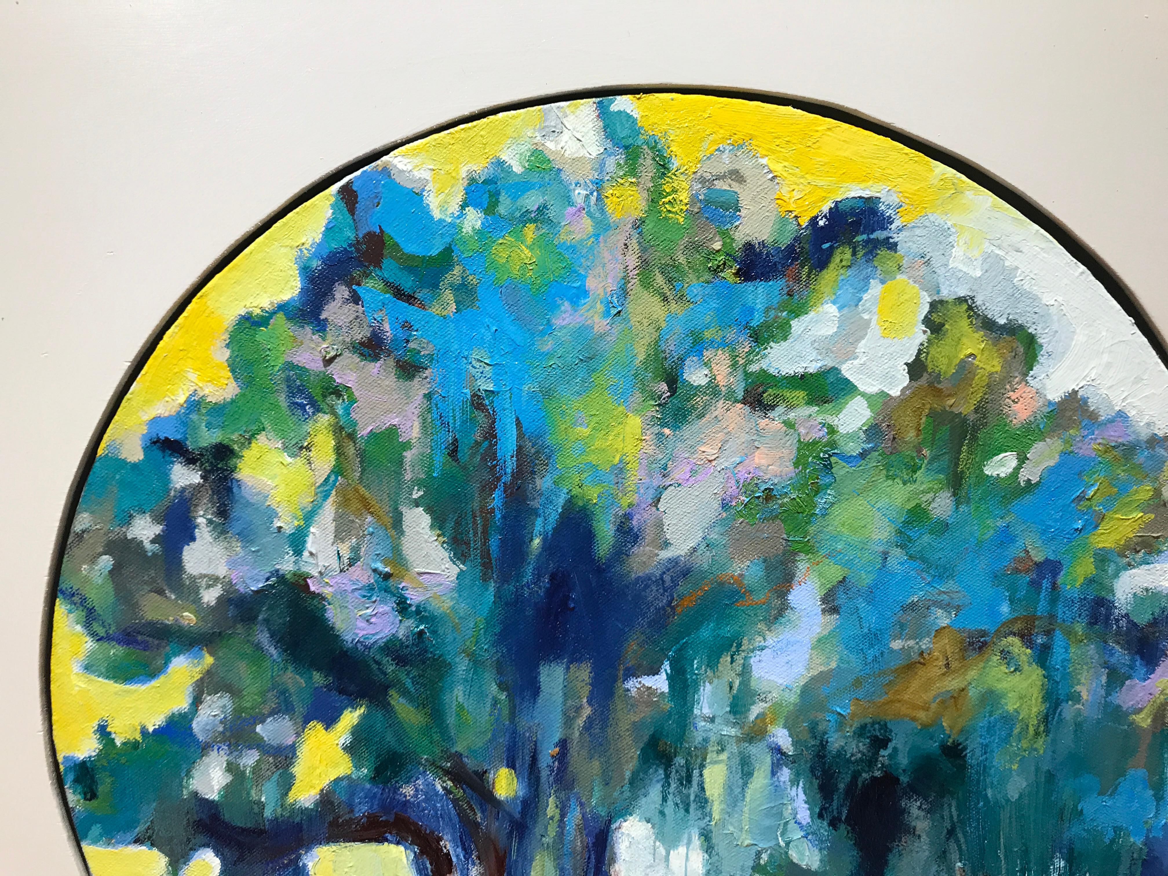 Oak I, Kelli Kaufman Framed Oil and Wax on Canvas Landscape Medallion Painting 4