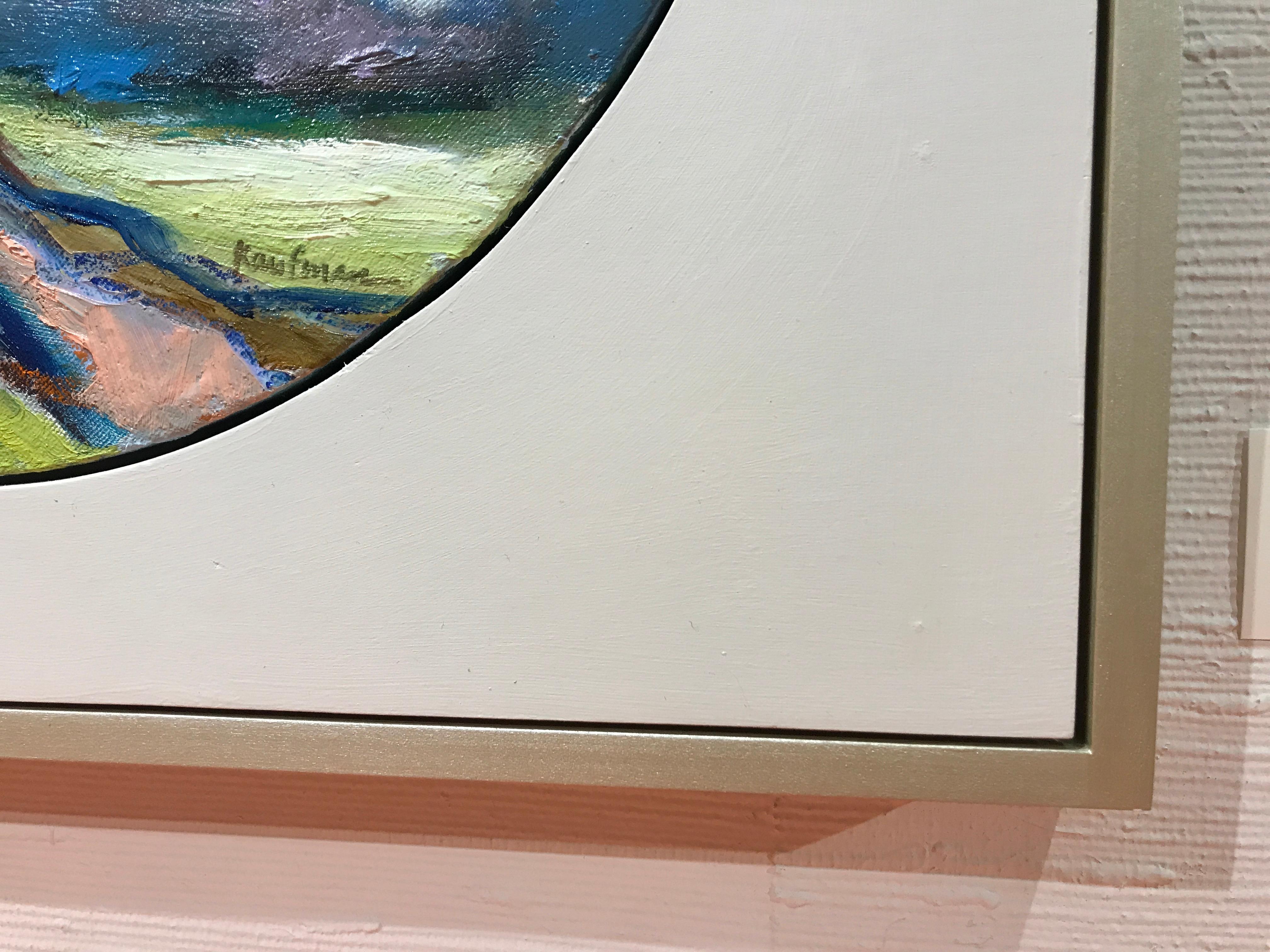Oak I, Kelli Kaufman Framed Oil and Wax on Canvas Landscape Medallion Painting 5