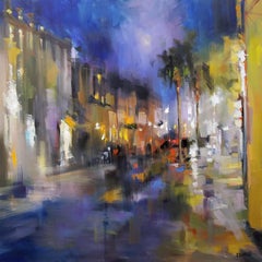 Southern Nocturne by Rick Reinert, Large Impressionist Charleston Street Scene