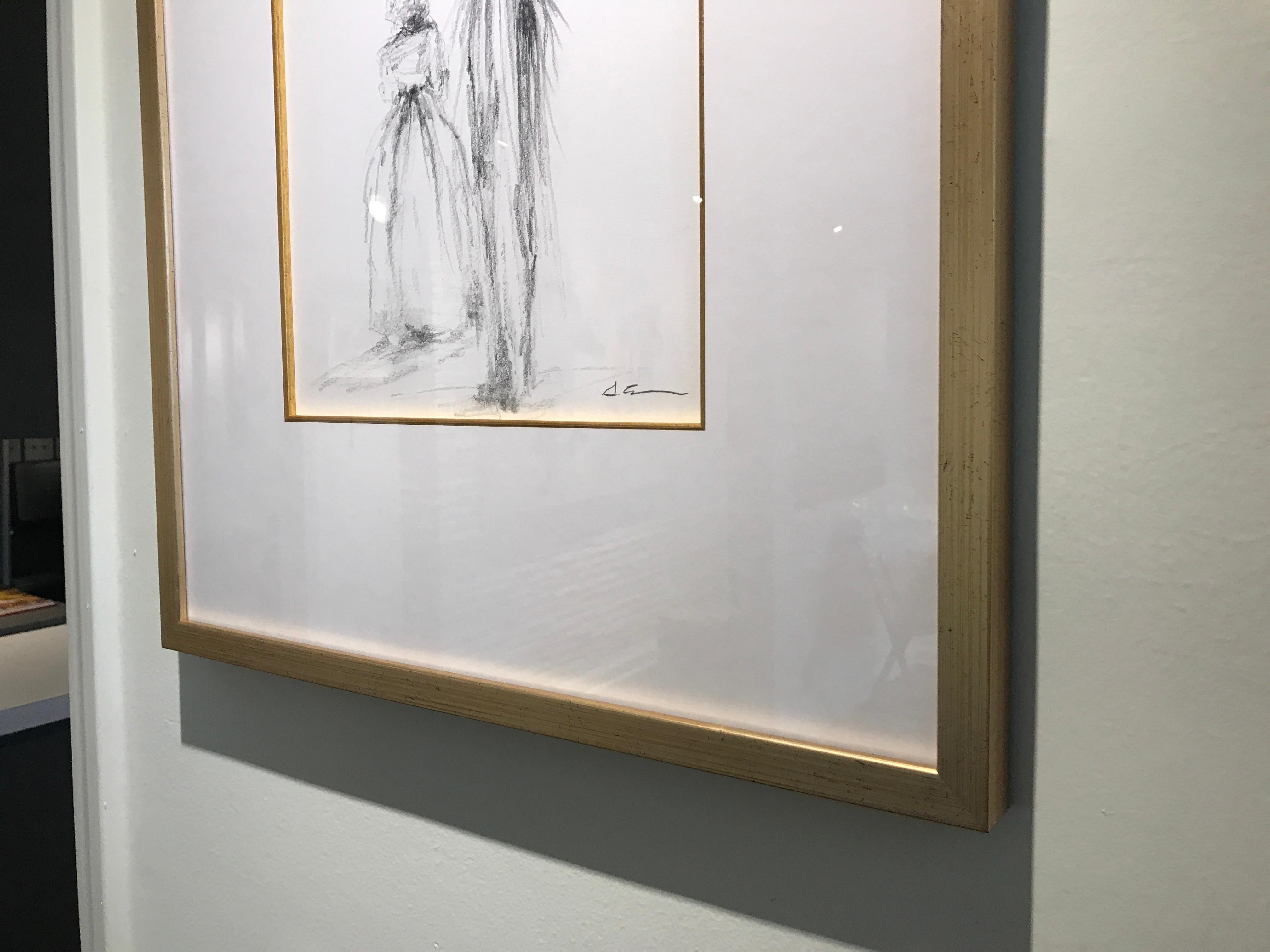 Mother and Daughter by Geri Eubanks, Framed Charcoal on Paper Figurative Piece 2