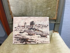 Marée Basse à Solidor by Fanch Lel, French Acrylic on Board Seaside Painting